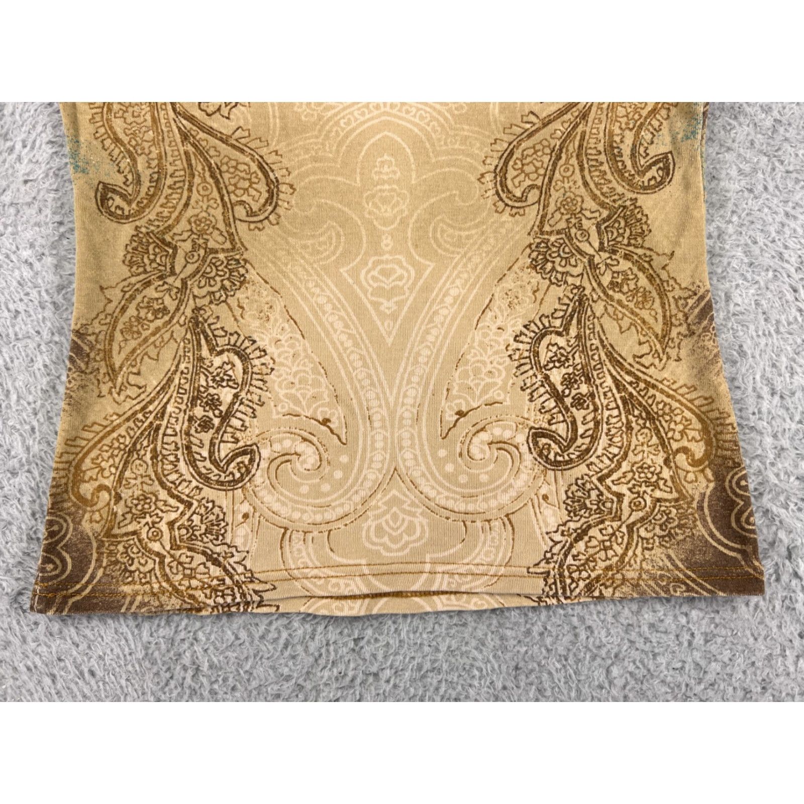 Gloria Vanderbilt Gloria Vanderbilt Women's T-Shirt Small Beige Paisley V-Neck Casual Logo Classic Designer Size S / US 4 / IT 40 - 7 Thumbnail