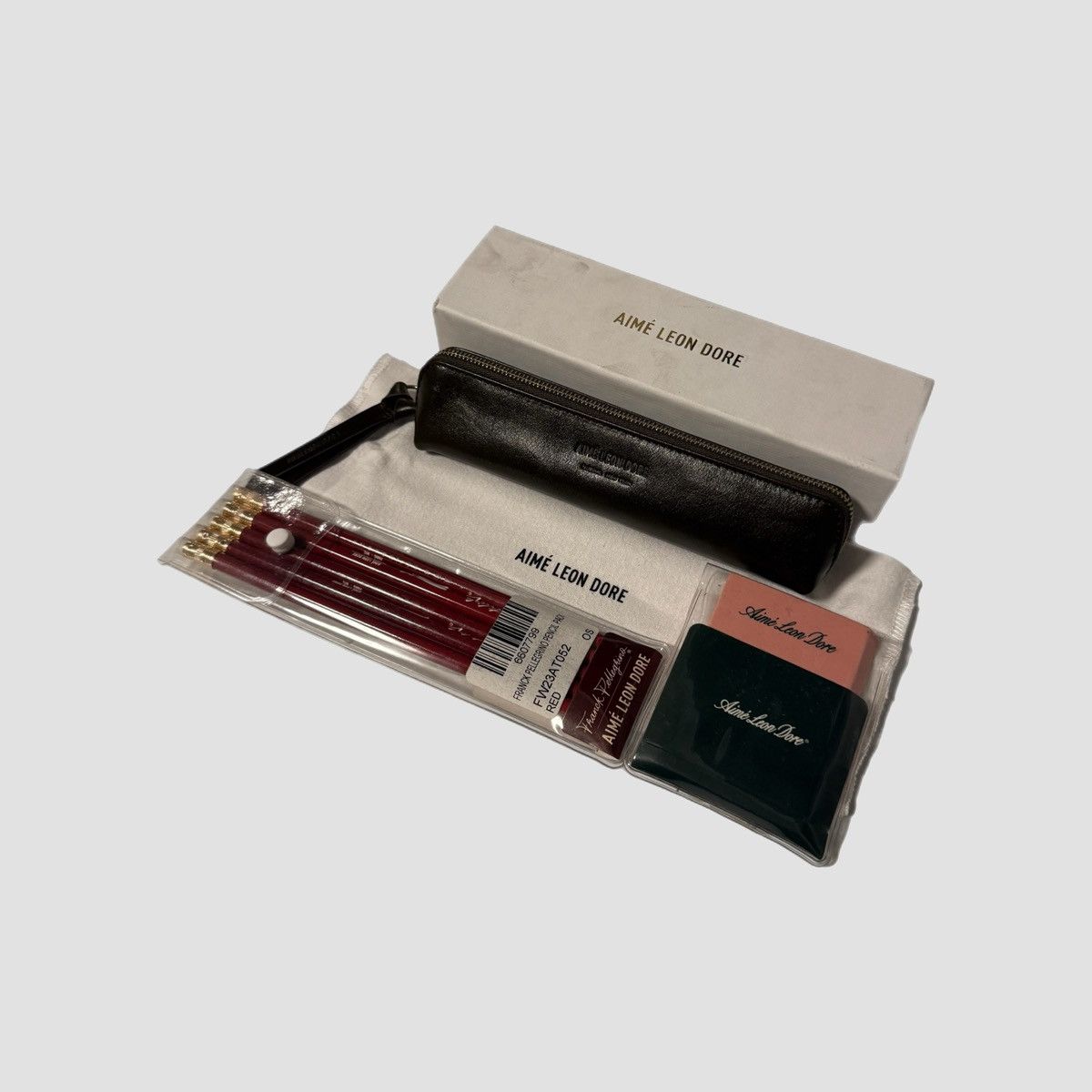 Aime Leon Dore Leather Stationary Pouch Pencils / Eraser