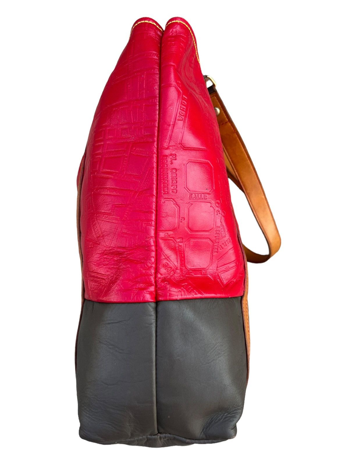 Leather Map Embossed Leather Tote Bag Unknown Japanese Brand Vintage Size ONE SIZE - 15 Thumbnail