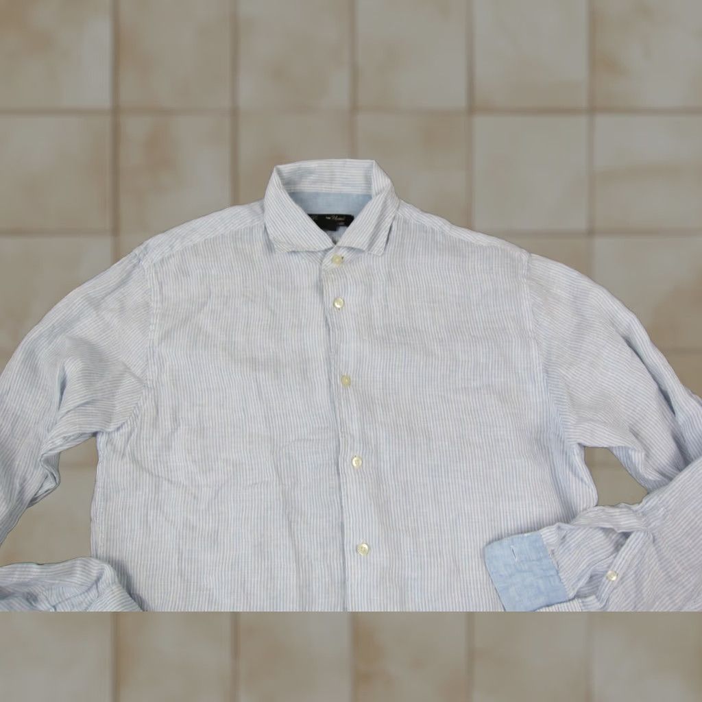 Pronto Uomo Pronto Uomo Shirt Mens Large Blue Linen Button-Up Striped Casual Size US L / EU 52-54 / 3 - 1 Thumbnail