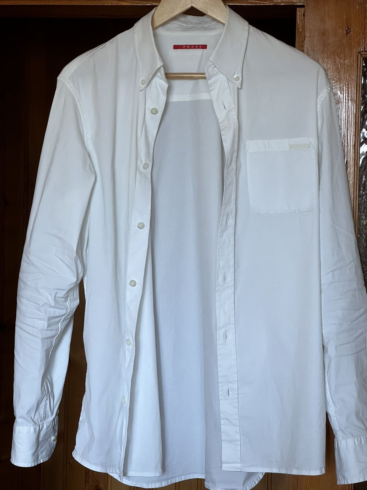 Prada × Tom Ford Prada luxury shirt button down chest pocket white tab logo Size US M / EU 48-50 / 2 - 10 Thumbnail