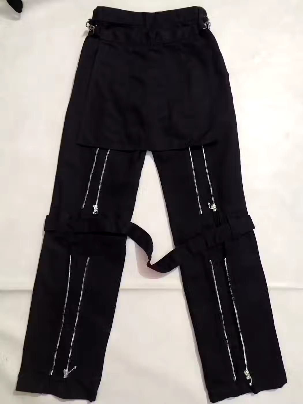 image of No Means No Bondage Back Zipper Punk Pants Detachable Layer in Black, Men's (Size 28)