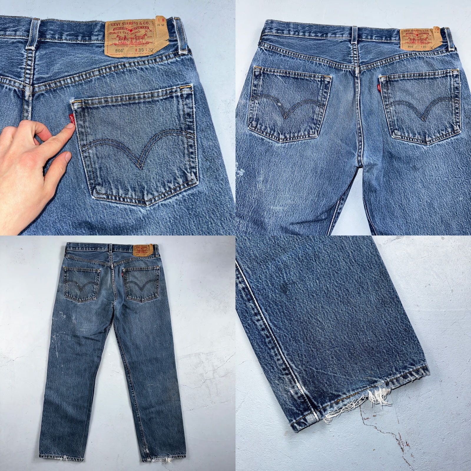 Levi's Levi's 501 Jeans Vintage 90s Mexico Straight Levi's 501 Series Men Regular 36x32 Blue Denim Cotton Size US 36 / EU 52 - 10 Thumbnail