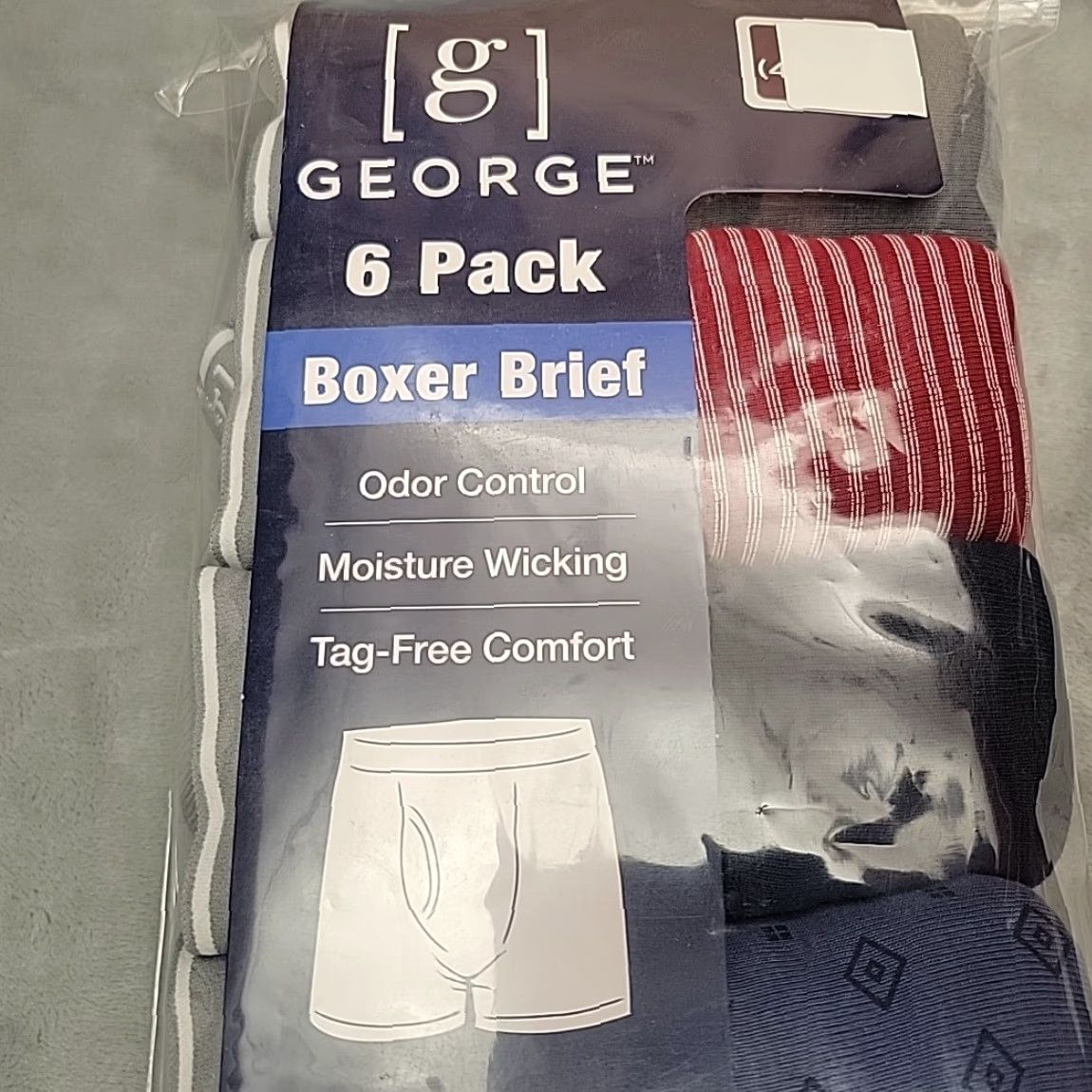 George George Boxer Briefs 6 Pack Men 2XL Odor Control Moisture Wicking Variety Multicolor Underwear Shirtless? Size 48R - 3 Thumbnail
