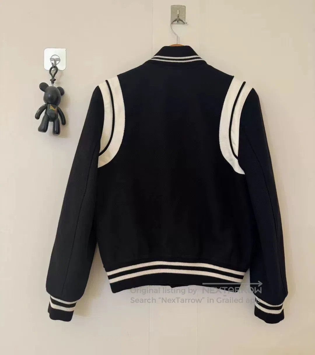 Saint Laurent Paris stylish black baseball jacket with white details. Size US L / EU 52-54 / 3 - 3 Thumbnail