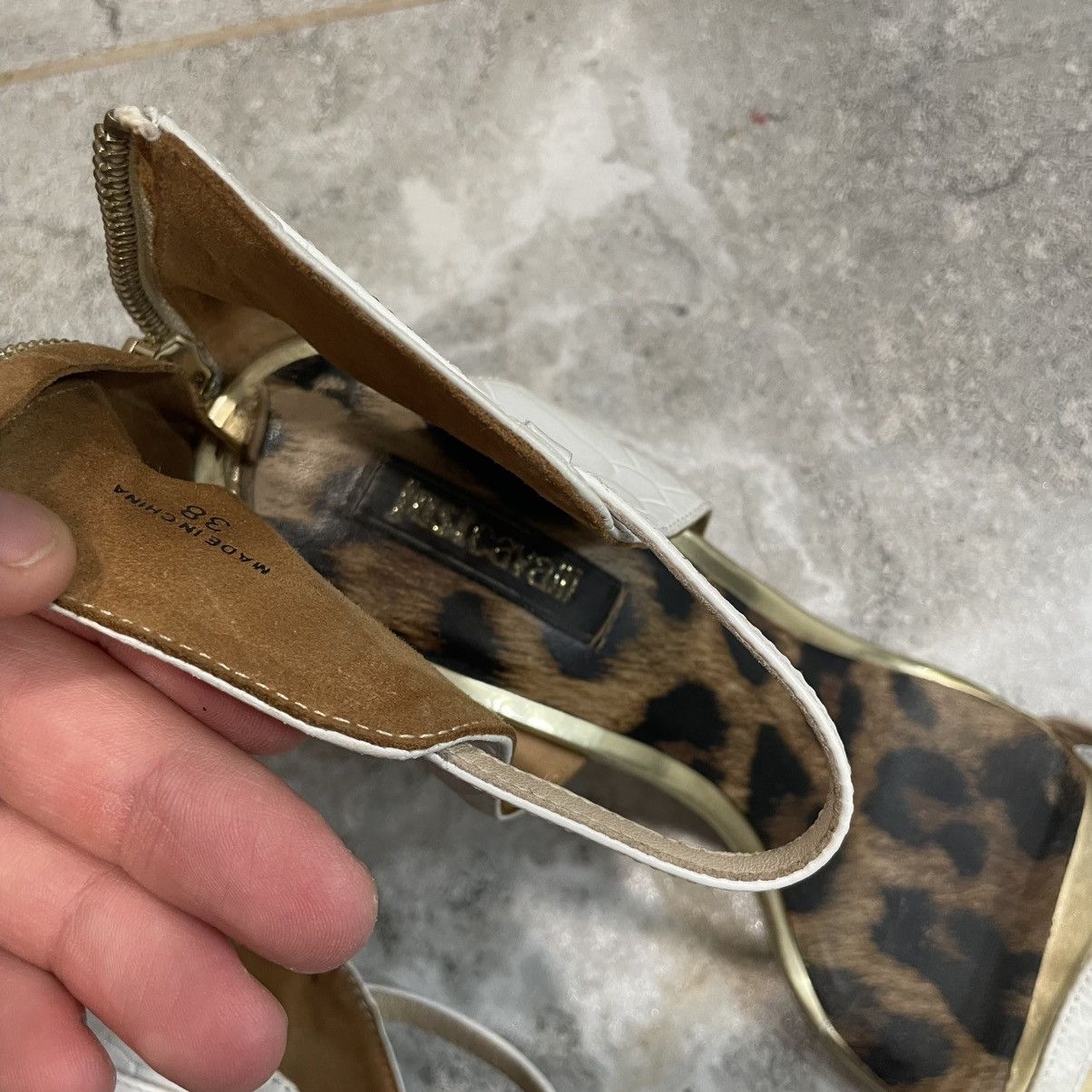 Just Cavalli 38 VINTAGE JUST CAVALLI 90s LEO HEELS shoes slip sandals zip Size US 8 / IT 38 - 6 Thumbnail