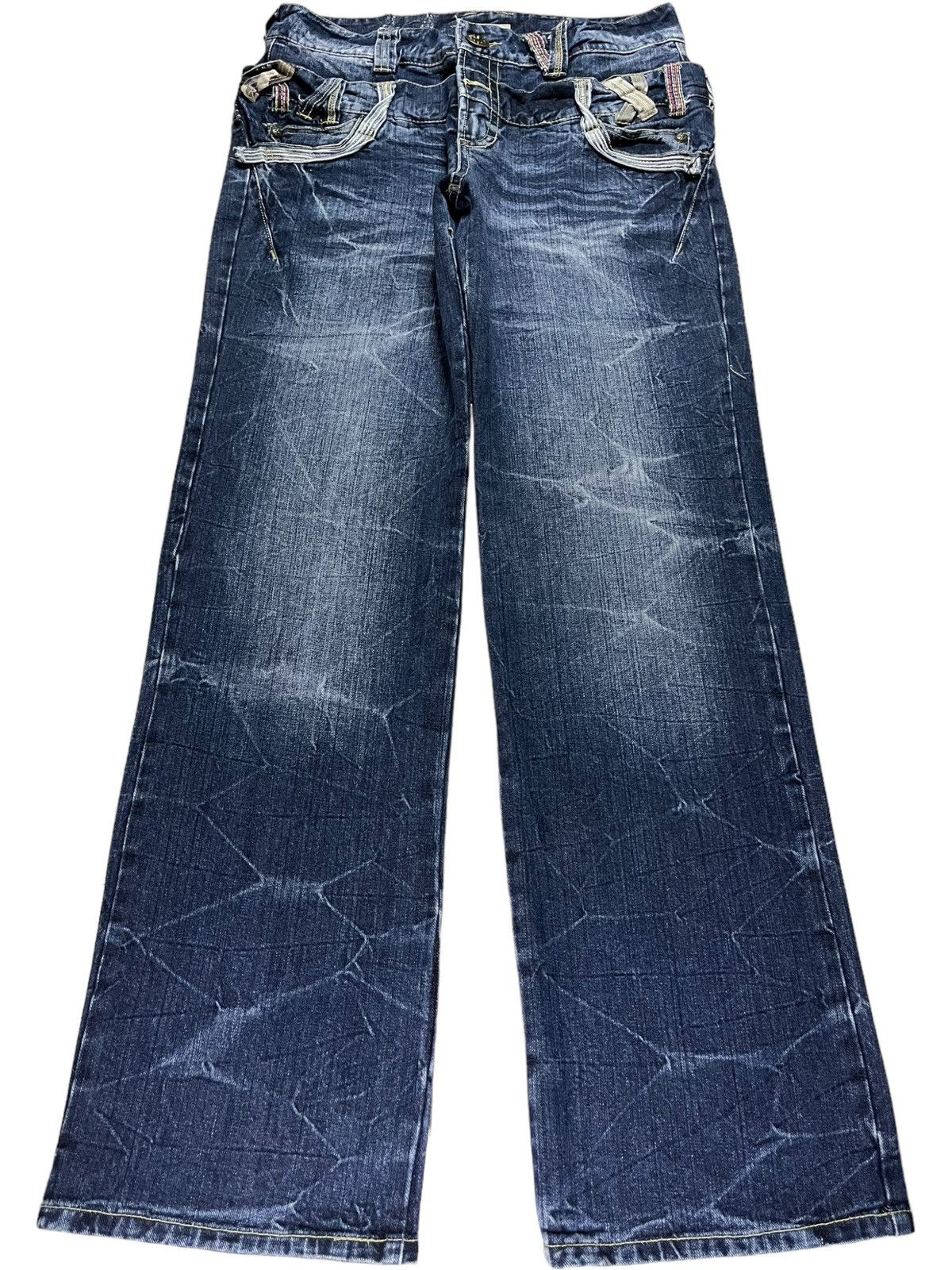 Japanese Brand Vintage Japanese Brand Double Waist Thunder Acid Wash Jeans Size US 32 / EU 48 - 1 Thumbnail
