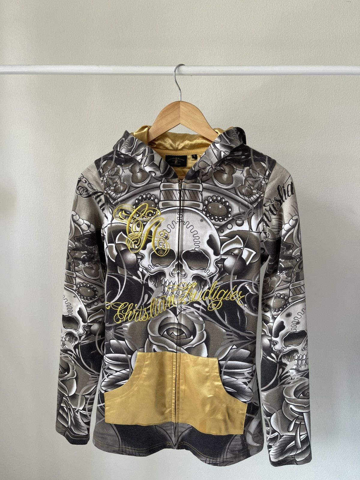 Christian Audigier × Ed Hardy Y2K Christian Audigier Fullprint Skull Zip Hoodie Size S / US 4 / IT 40 - 3 Thumbnail