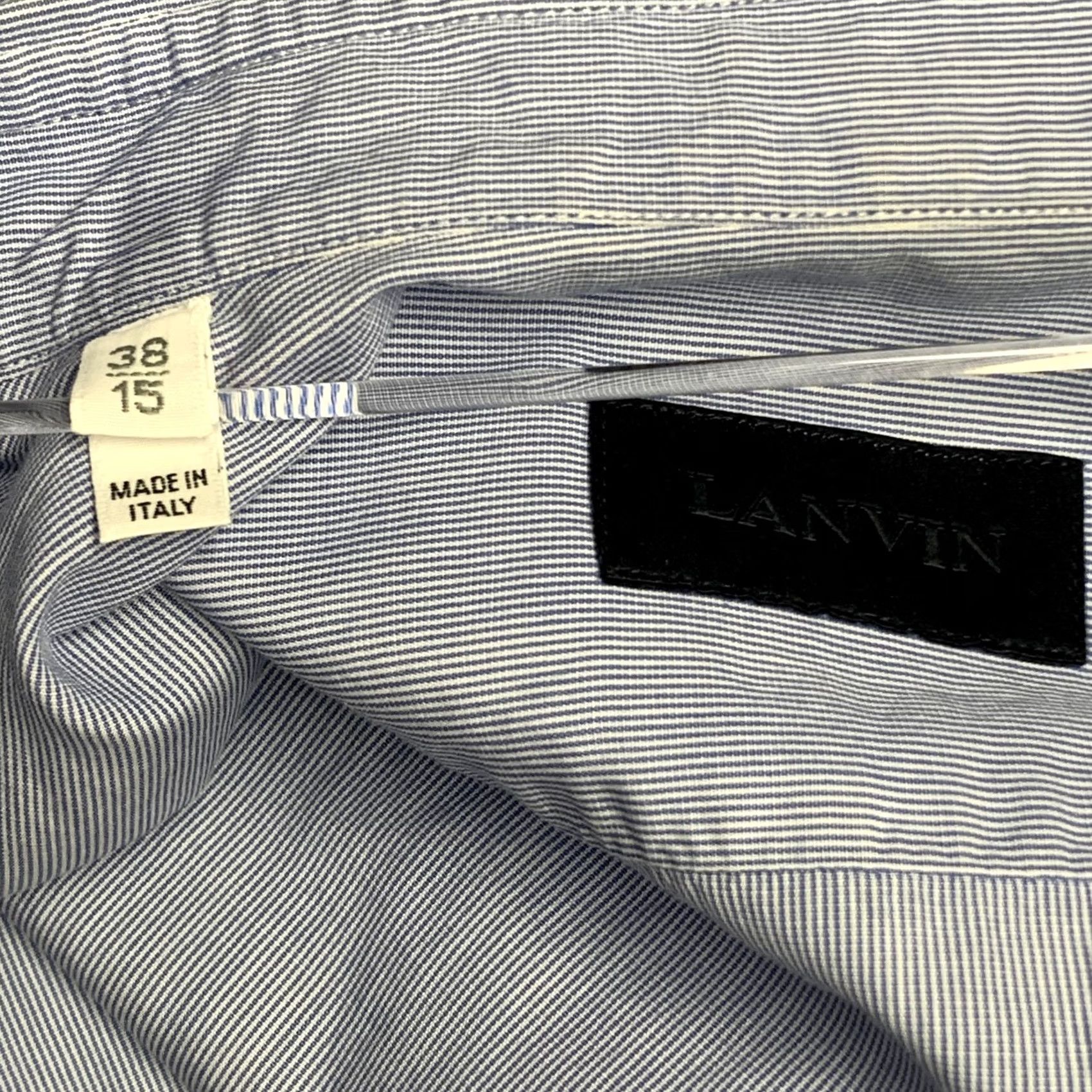 Lanvin LANVIN Shirt S White Blue Navy Patchwork Stripe Cotton Long Sleeve Size Size US S / EU 44-46 / 1 - 5 Thumbnail