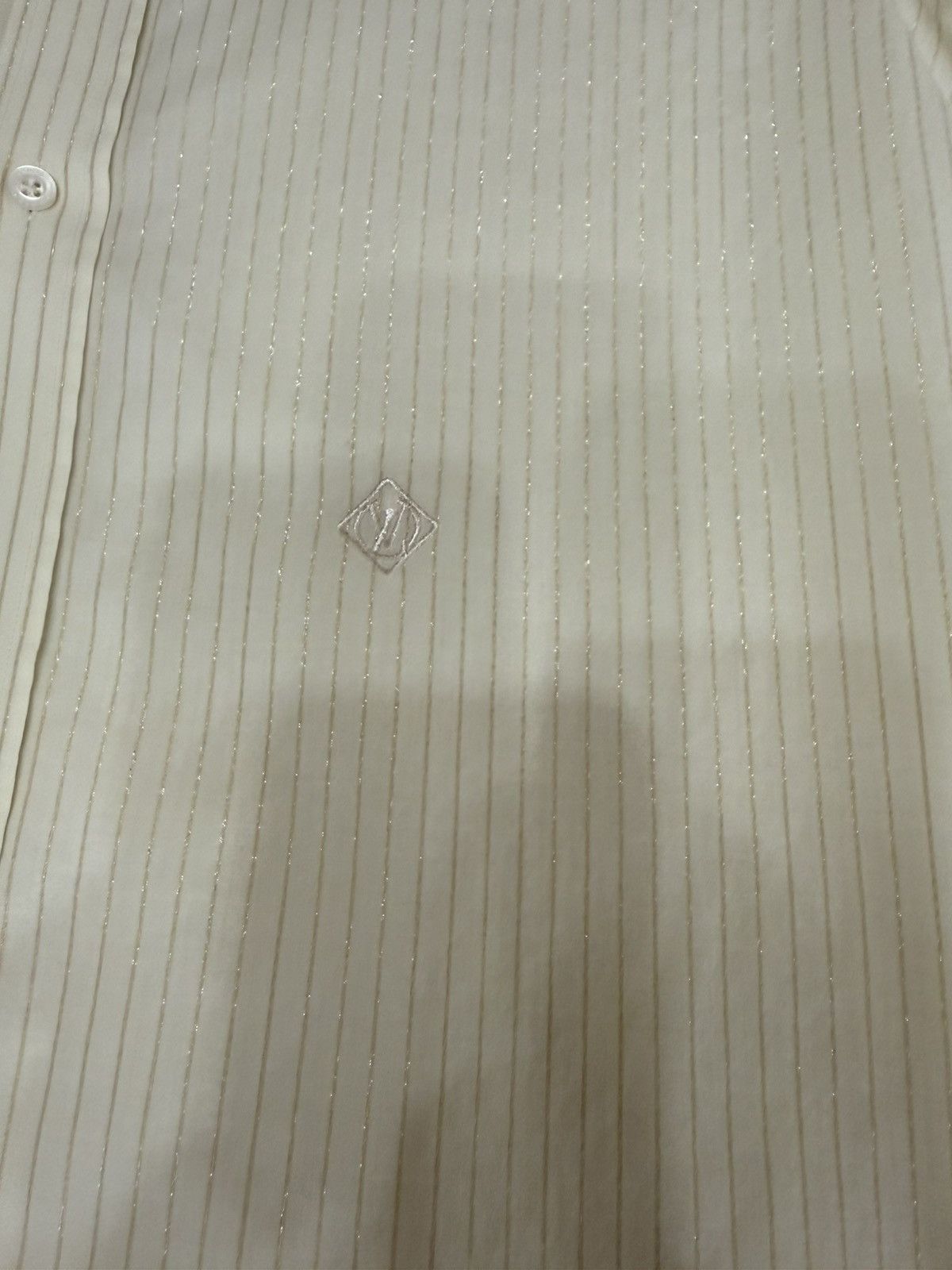 Louis Vuitton Louis Vuitton Dress Shirt Beige color With Gold Stripe Size US M / EU 48-50 / 2 - 2 Thumbnail