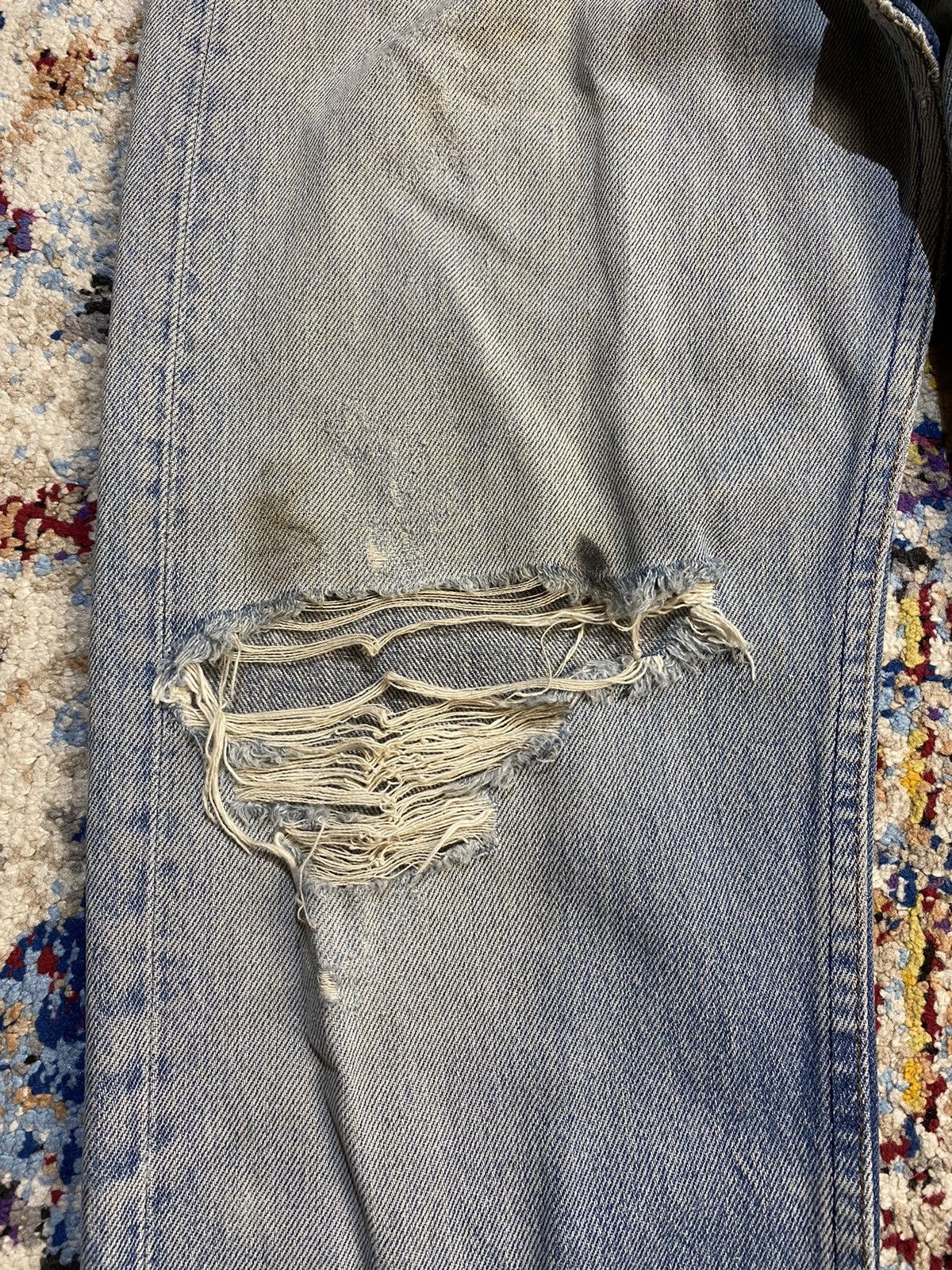 Levi's × Vintage 60's Levis Destroyed Washed Blue Rindem Jeans Size US 30 / EU 46 - 13 Thumbnail