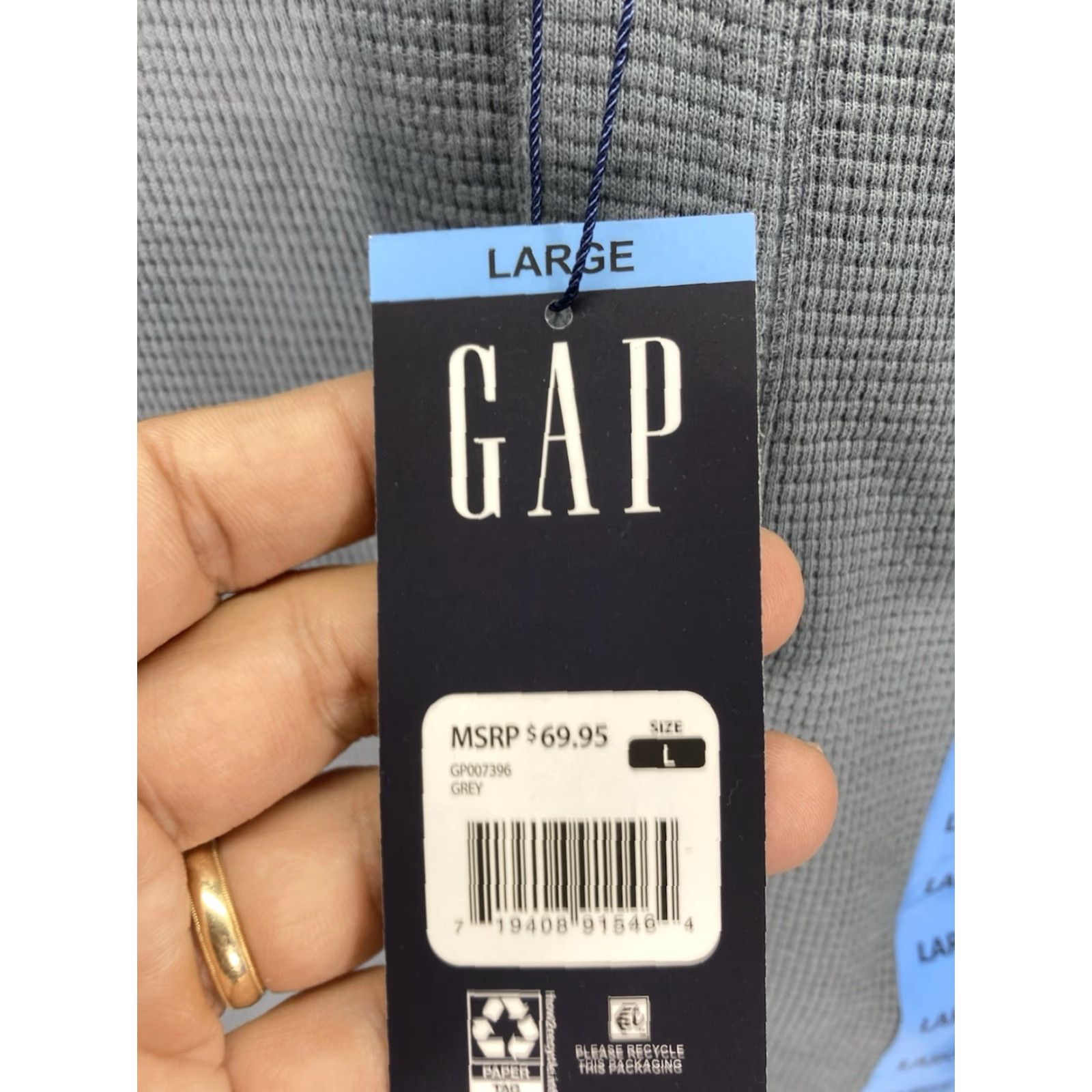 Gap Gap Hoodie Men Large Gray Waffle Henley Pullover Long Sleeve NWT Size US L / EU 52-54 / 3 - 5 Thumbnail