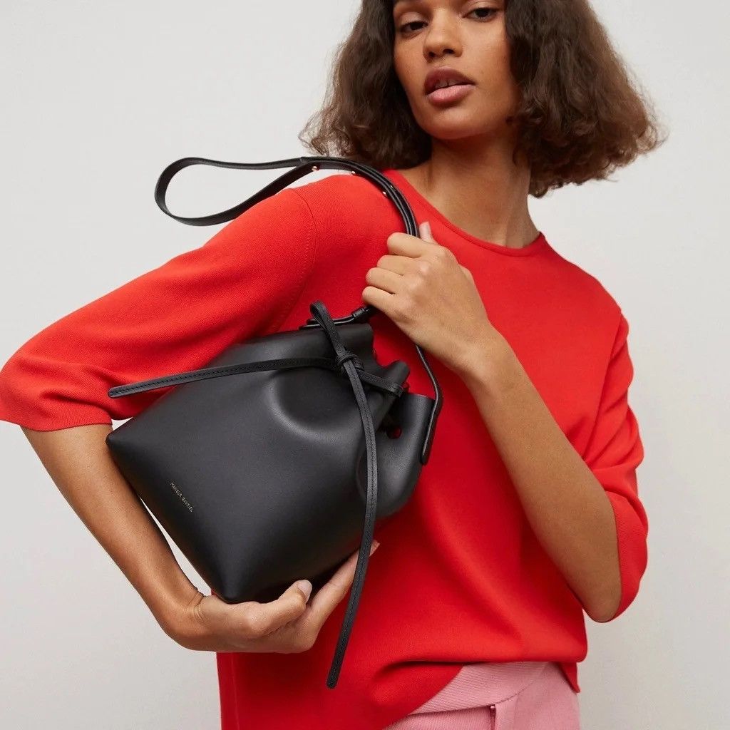 Mansur Gavriel Mini Bucket Bag Black/Flamma