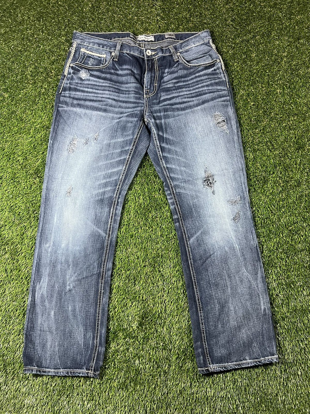BKE Vintage Y2K Baggy Distressed Dark Washed Denim Jean Pants Size US 38 / EU 54 - 1 Thumbnail