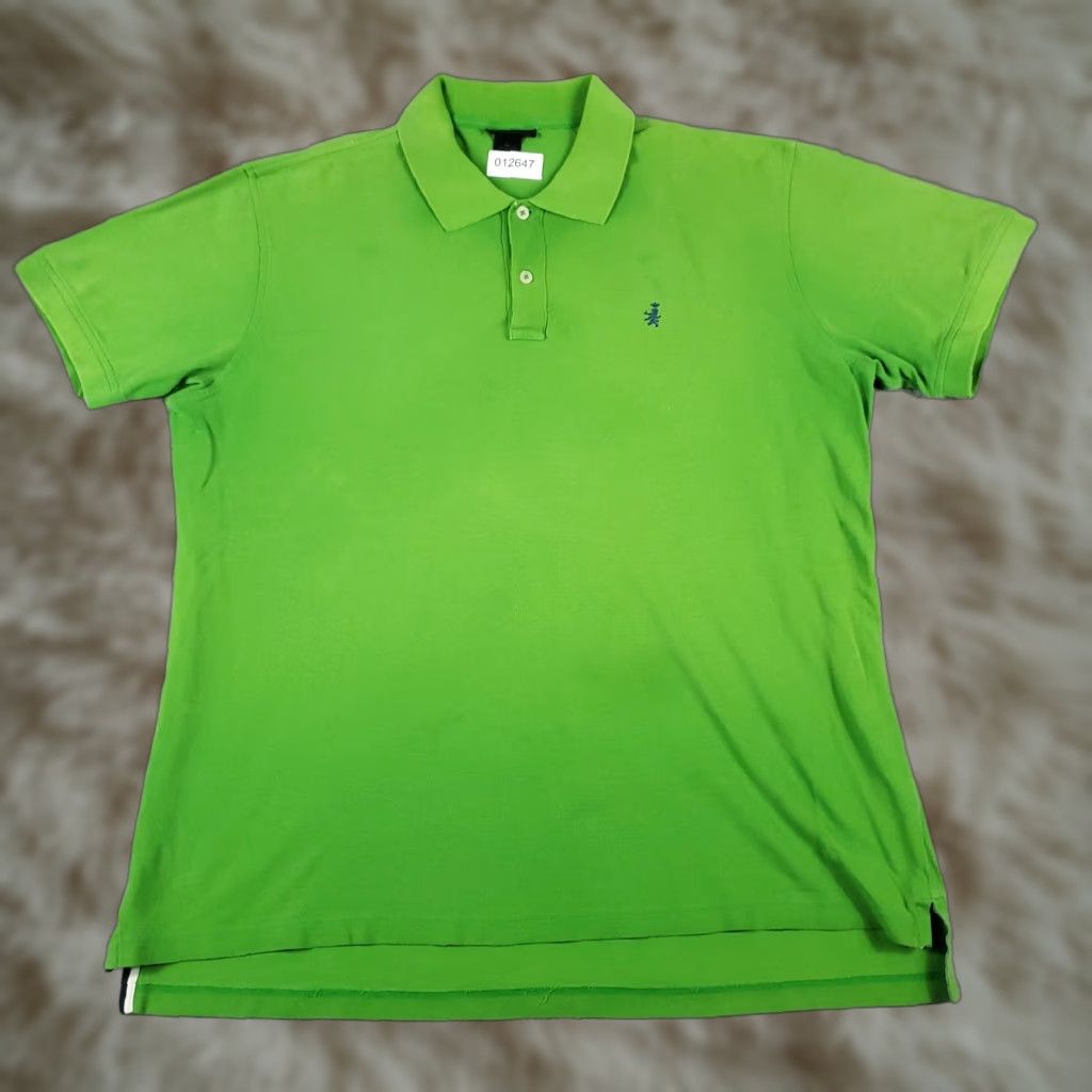 Express Express Polo Shirt Mens Medium Green Short Sleeve Logo Button 100% Cotton Solid All Seasons Stained Size US M / EU 48-50 / 2 - 1 Thumbnail