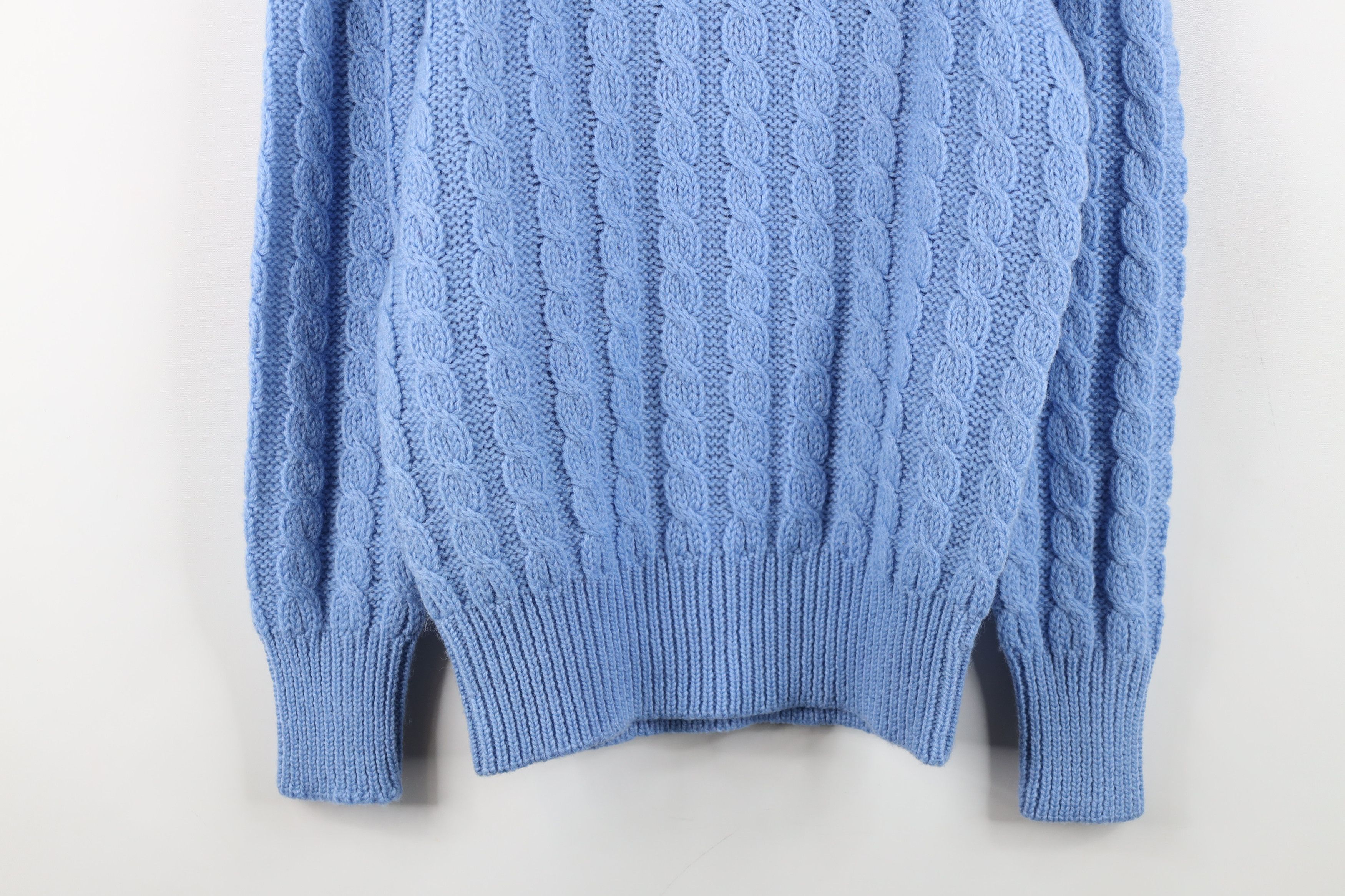 Vintage Vintage 70s Streetwear Chunky Cable Knit Sweater Light Blue Size XS / US 0-2 / IT 36-38 - 3 Thumbnail