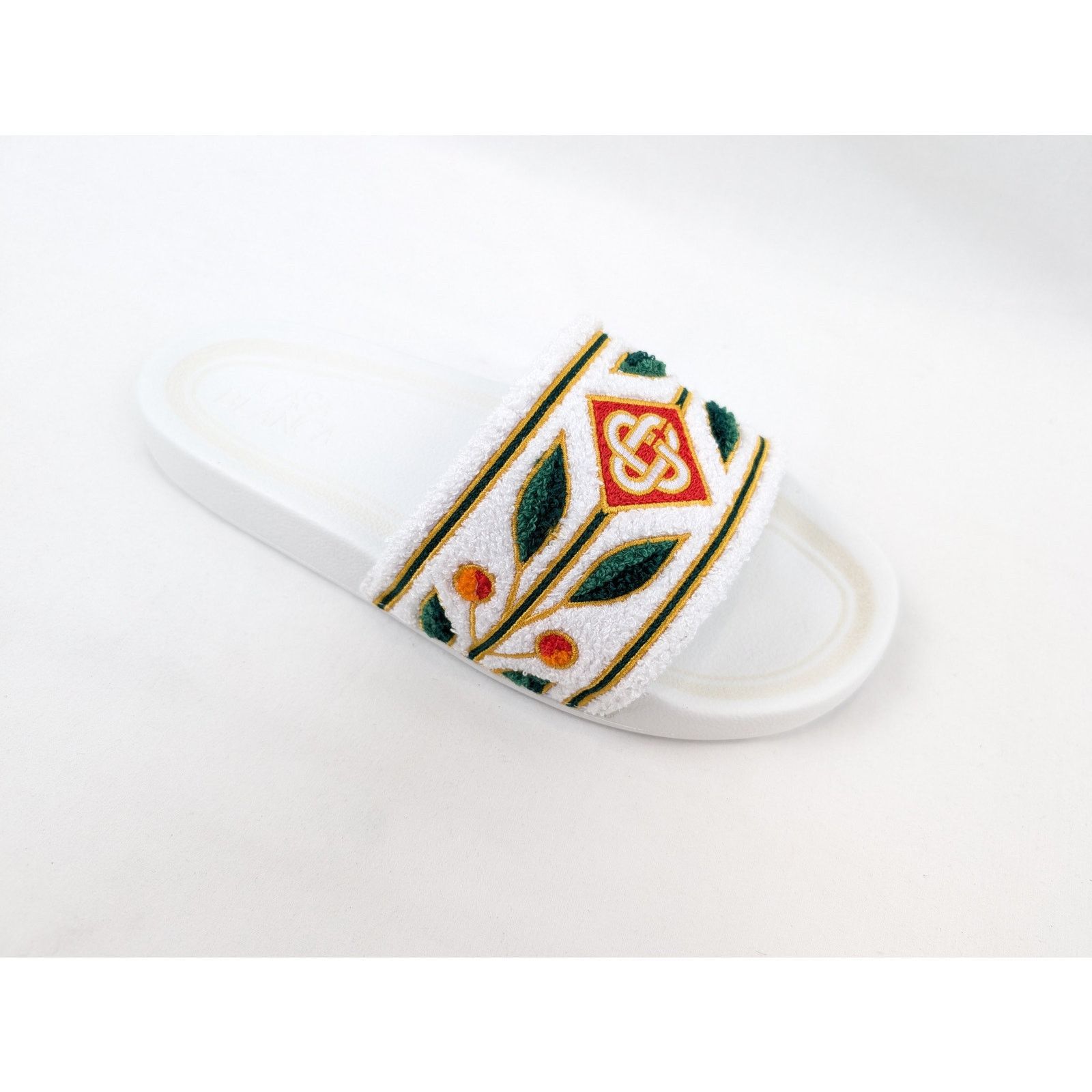 Casablanca o1rshd1 Embroidered Terry Slider Slipper in White Size US 7 / EU 40 - 2 Thumbnail