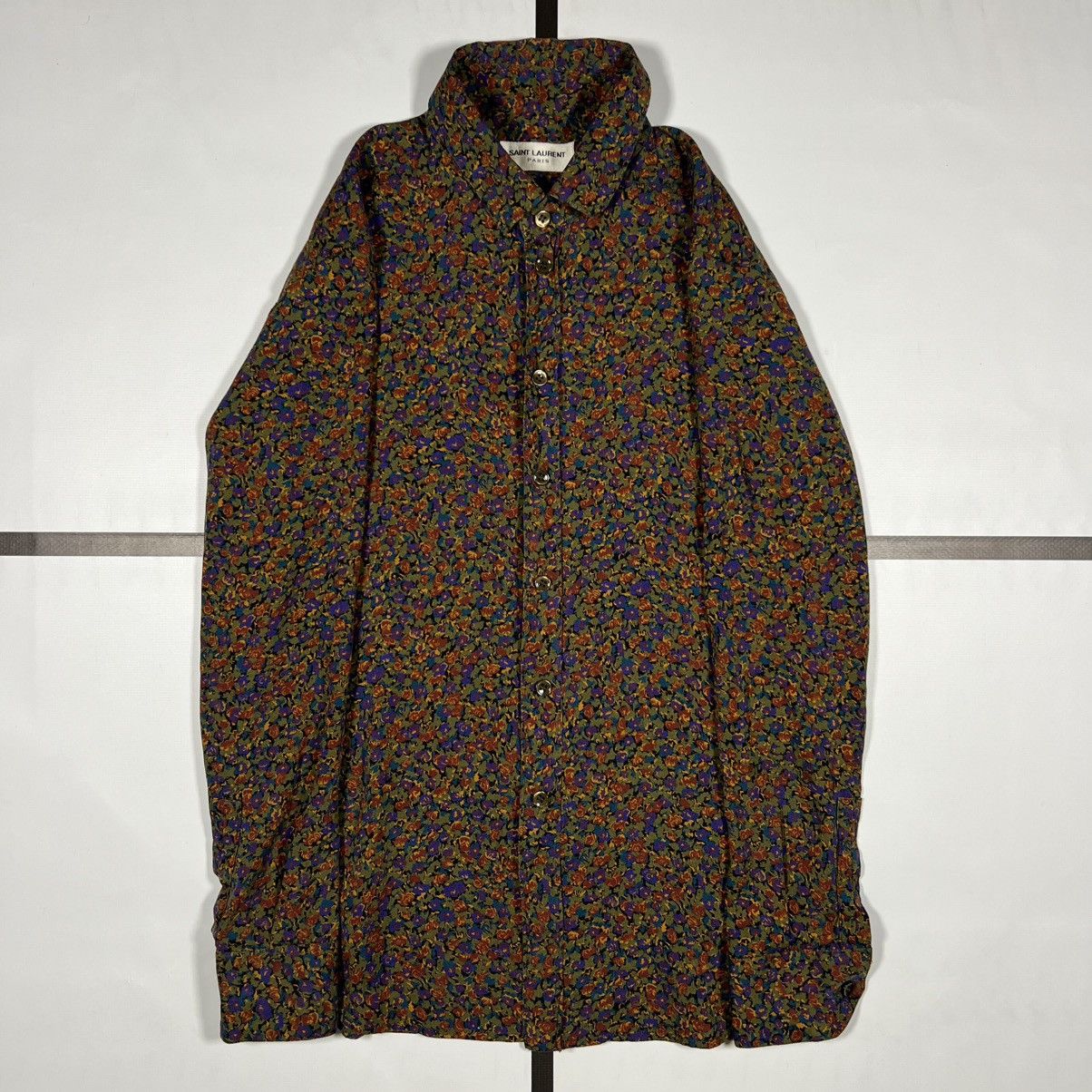 Saint Laurent Paris |[ SS19 Saint Laurent Floral Button Up Silk Shirt ]| Size US XS / EU 42 / 0 - 2 Thumbnail