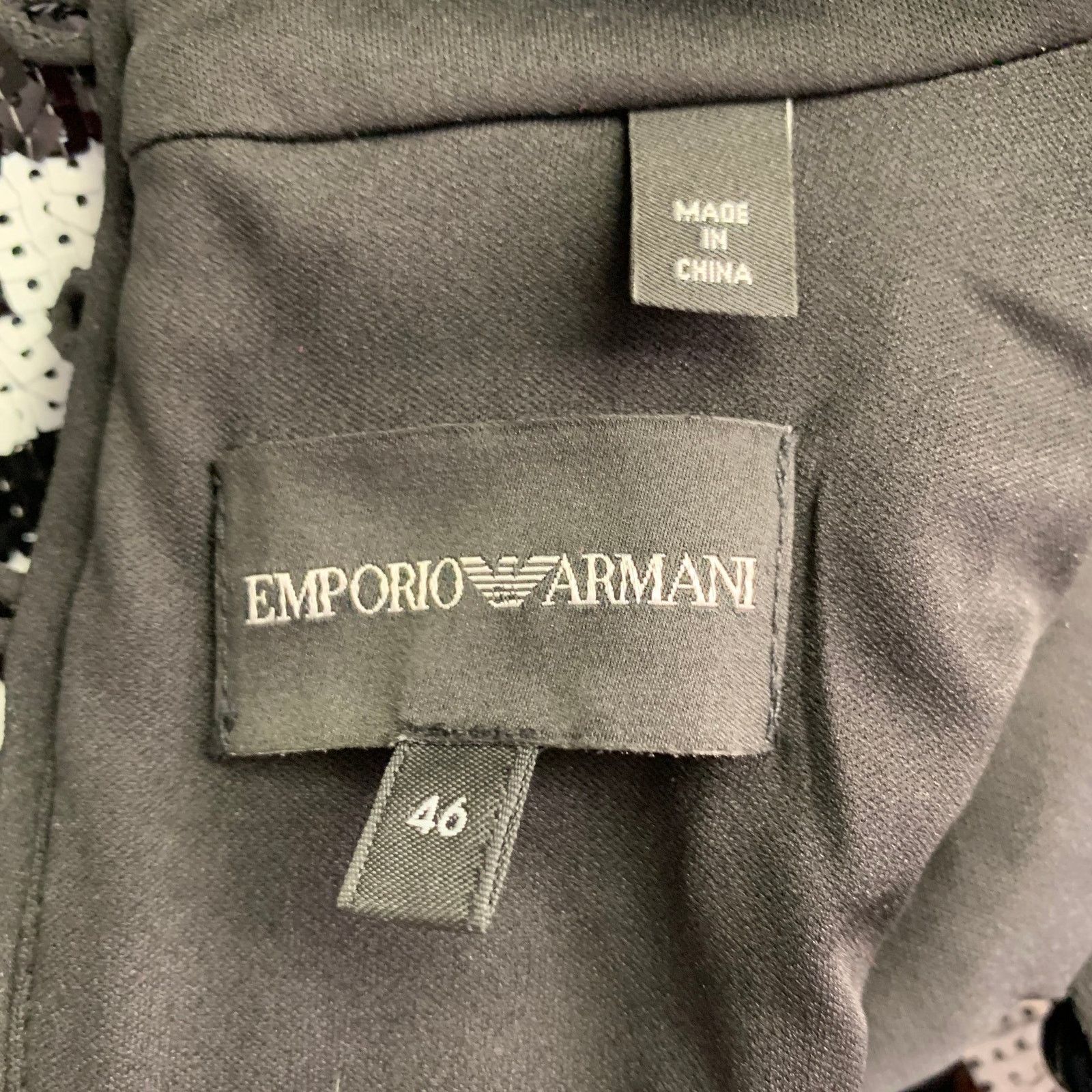 Emporio Armani Black White Polyester Blend Checkered Sleeveless Dress Top Size XS / US 0-2 / IT 36-38 - 6 Thumbnail