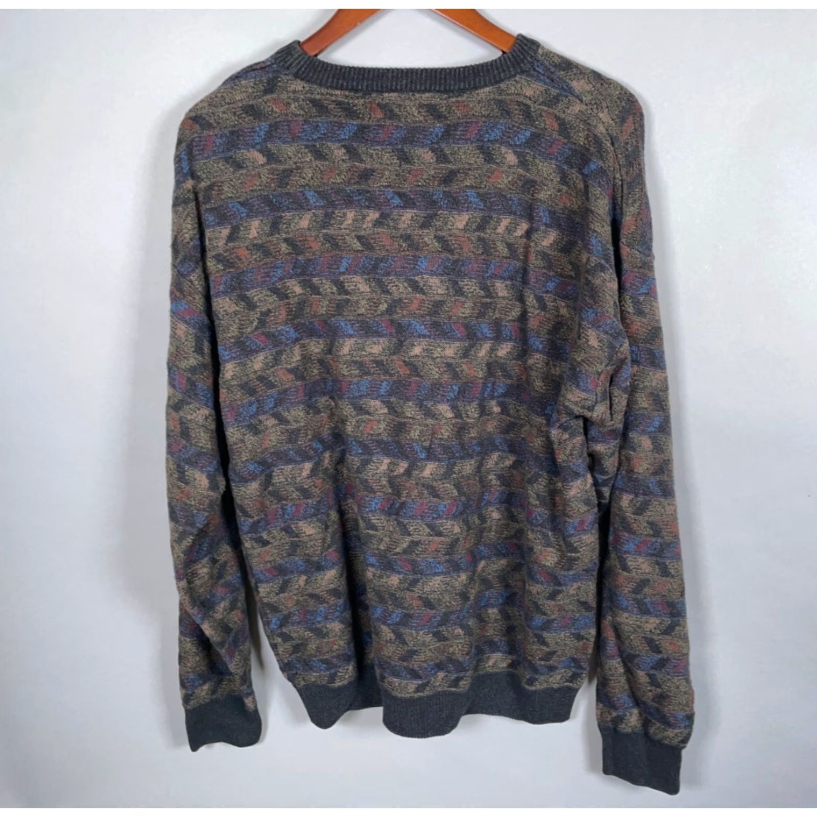 Vintage Vintage San Mateo Island Men's Medium Sweater Geometric Zig Zag Pattern Cotton Relaxed Fit Pullover 90s Casual Men Size US M / EU 48-50 / 2 - 3 Thumbnail