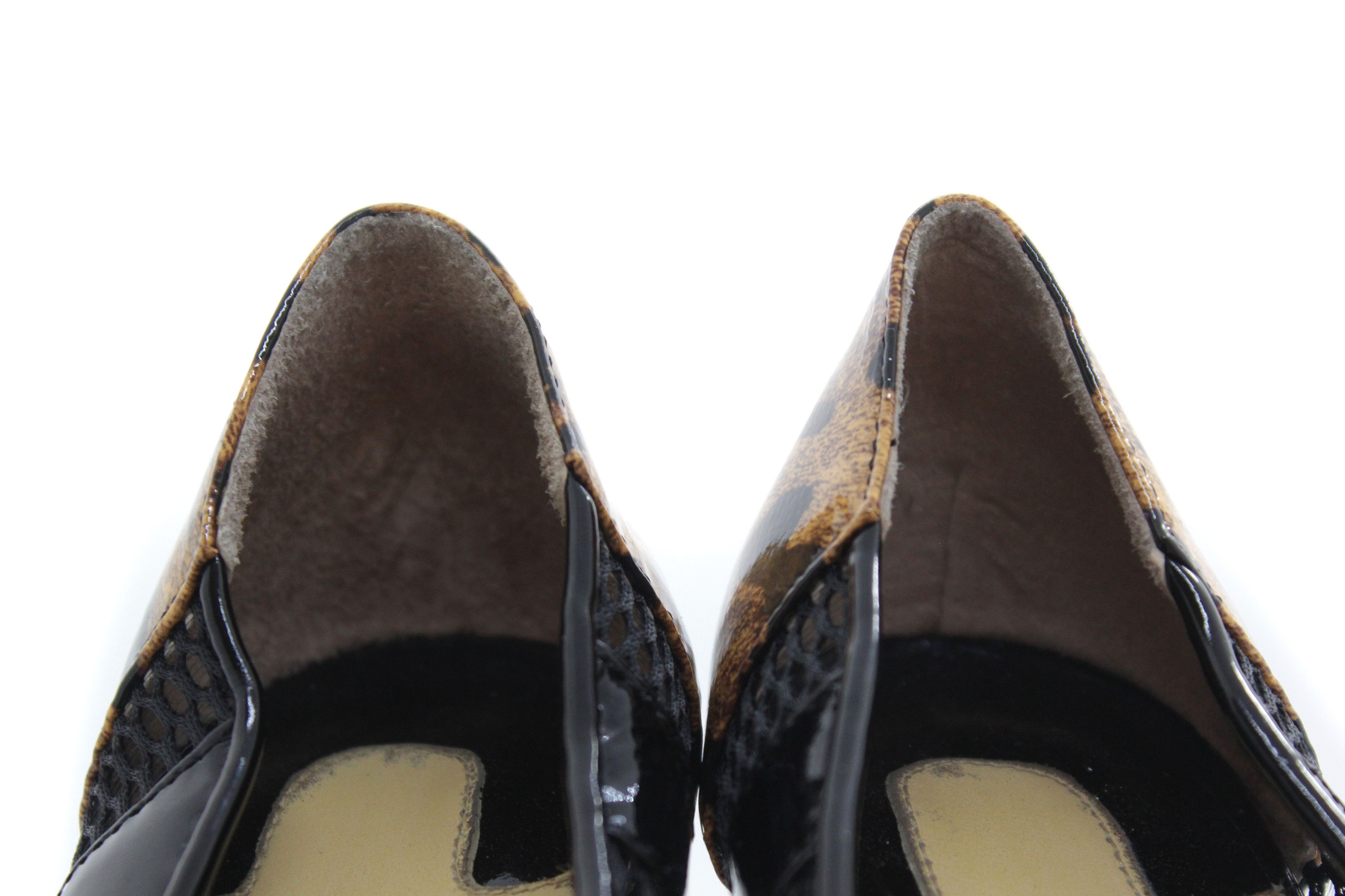 Christian Louboutin Leopard Mesh Patent Leather Heels Size US 7 / IT 37 - 8 Thumbnail