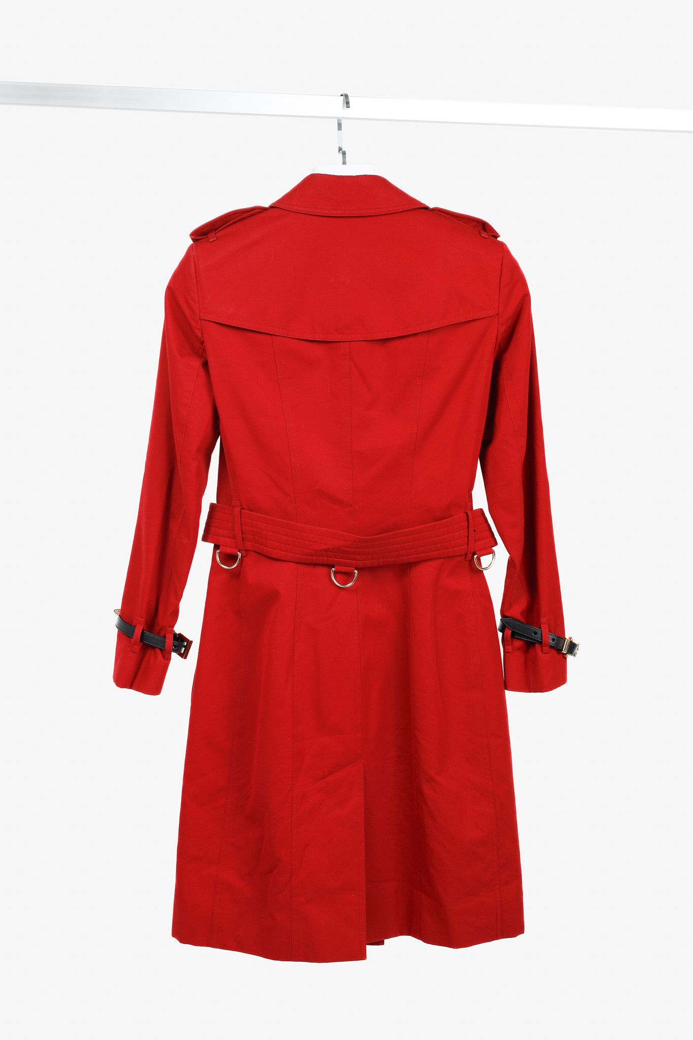 Burberry Burberry Red Cotton Belted Double-Breasted Trench Coat Size XXS / US 00 / IT 34 - 2 Thumbnail