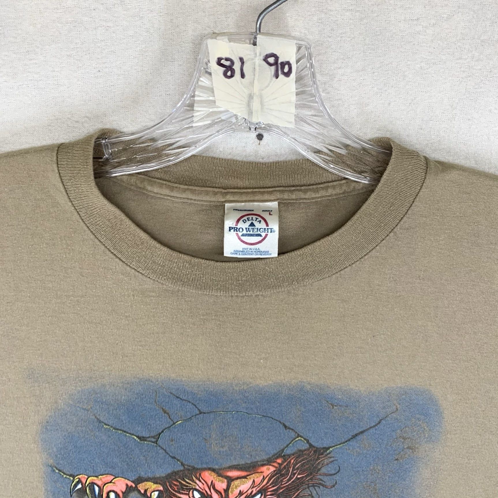 Delta VINTAGE Delta Men’s Large T-Shirt Short Sleeve Crew Neck Glitter Dragon Graphic 90s Retro Cotton All Seasons Size US L / EU 52-54 / 3 - 5 Thumbnail