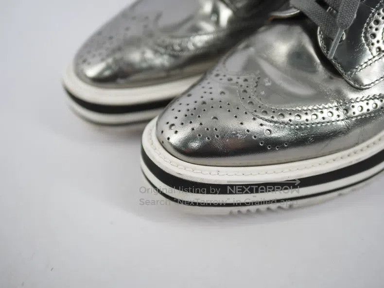 Prada Prada Silver Carved Thick Sole Wedge Shoes Size US 5.5 / IT 35.5 - 3 Thumbnail