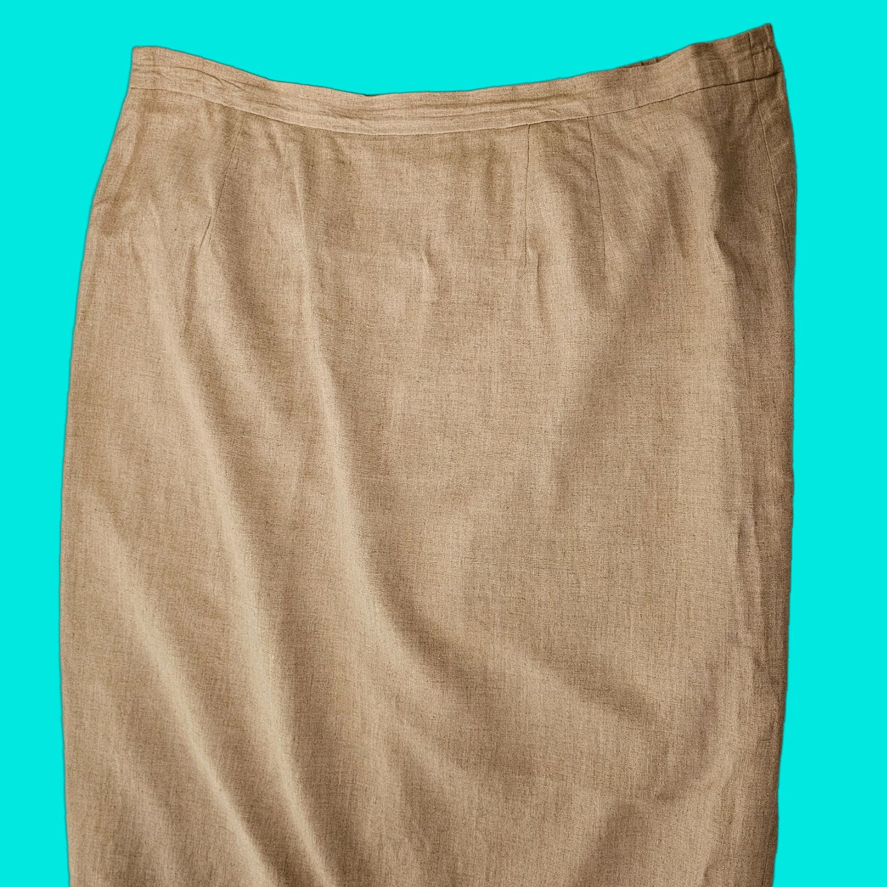 Vintage Jessica Howard Linen Blend Midi Skirt Beige Plus Size 18 Women’s Skirt Suit Beige 18 Plus Women’s Size 40" / US 18 - 1 Thumbnail