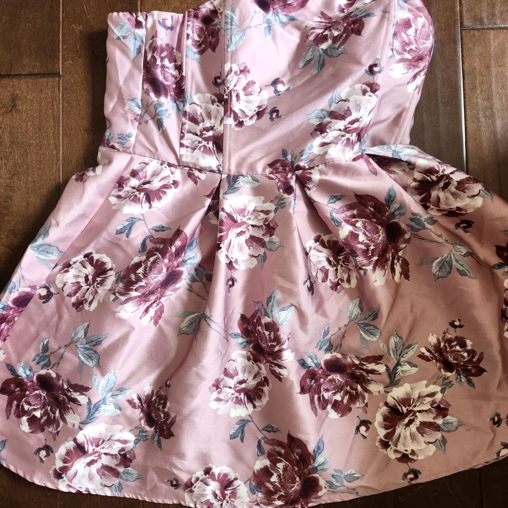 Vintage Speechless Womens Pink Floral Strapless Short Fit & Flare Dress - Size 17 Size 38" / US 16 / IT 52 - 3 Thumbnail