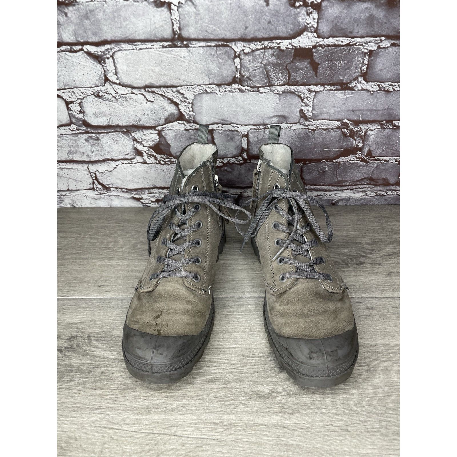 Palladium Palladium Pampa Gray Leather Lace Up Lined Combat Boots Wome Size US 7.5 / IT 37.5 - 12 Thumbnail