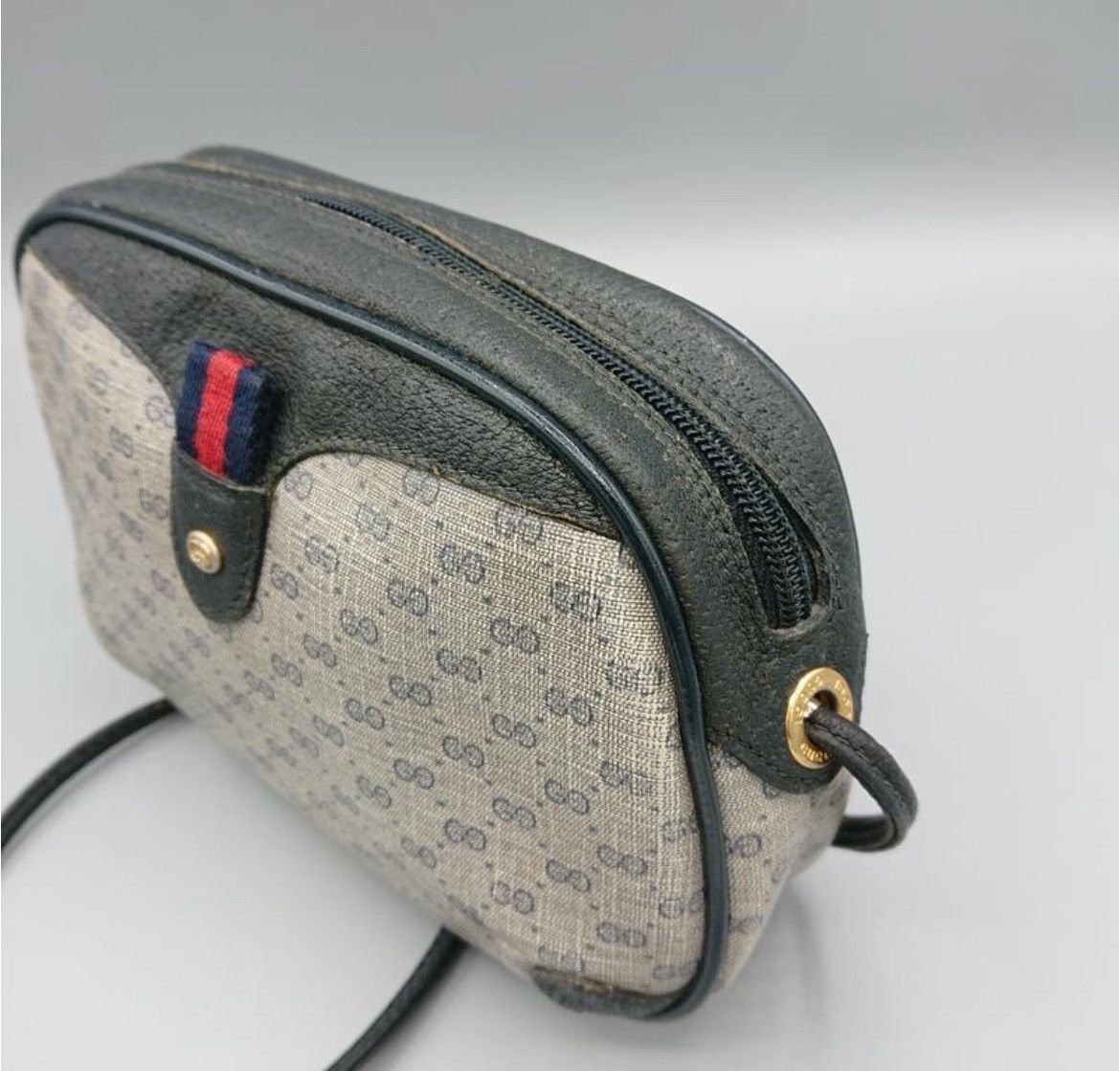 Gucci × Vintage 1990's Old Vintage Gucci Small Crossbody Bag Blue Canvas Size ONE SIZE - 2 Thumbnail
