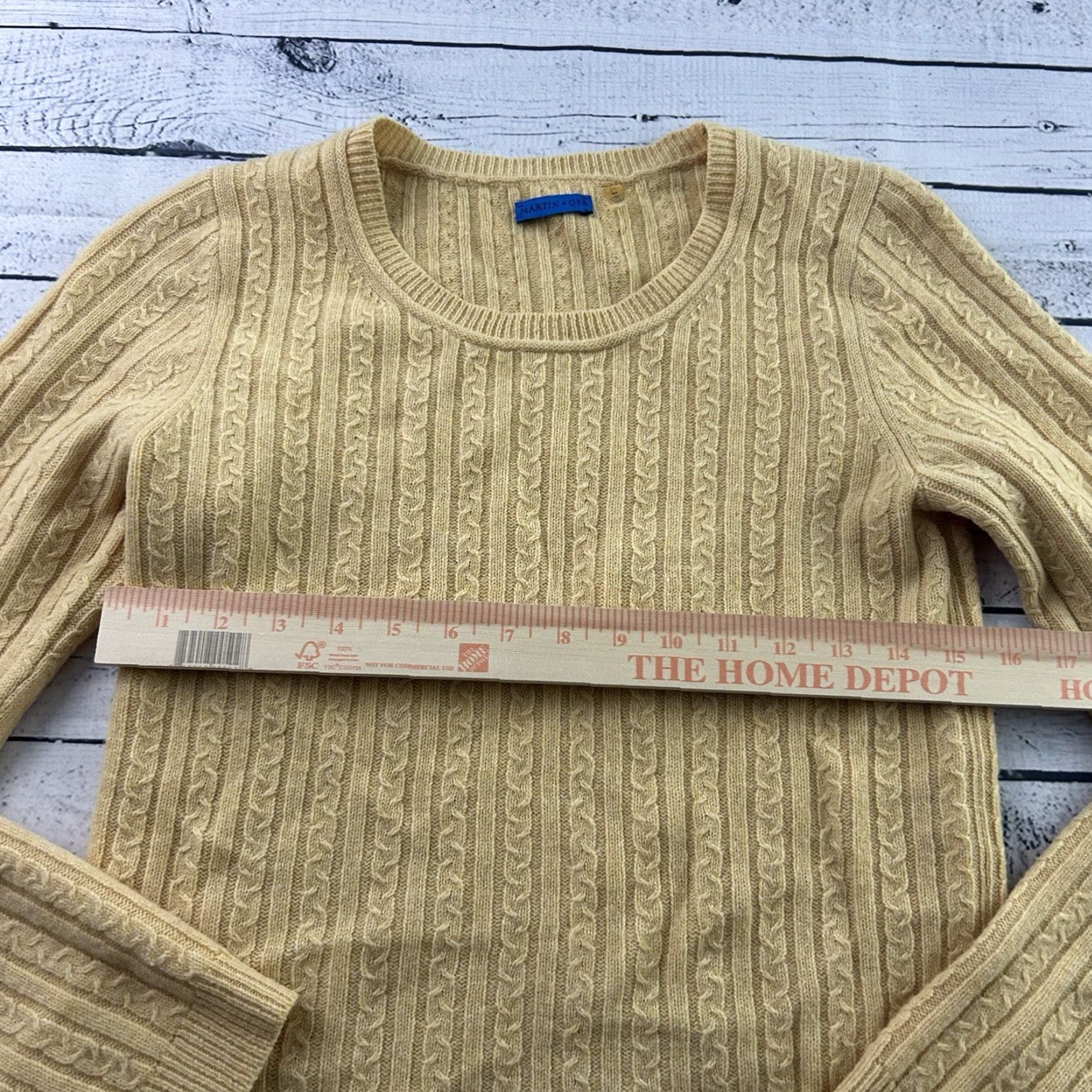 Vintage Martin + Osa Sweater Women's Cable-Knit Cashmere Lambswool Yellow M Pullover Knit Top Damens? Size M / US 6-8 / IT 42-44 - 4 Thumbnail