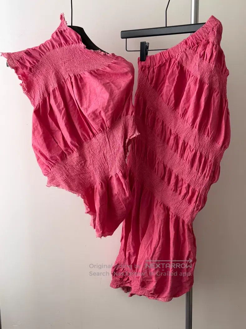 Issey Miyake Issey Miyake Pink Irregular Ruched Set (Top & Long Skirt) Size M / US 6-8 / IT 42-44 - 8 Thumbnail