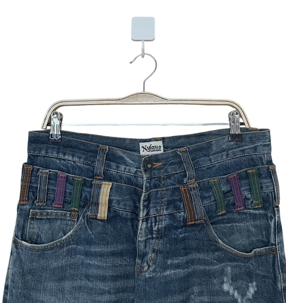 If Six Was Nine × Japanese Brand × Le Grande Bleu (L.G.B.) Vintage Japanese Brand Nylaus Double Waist Jeans 1990s Size US 33 - 5 Thumbnail