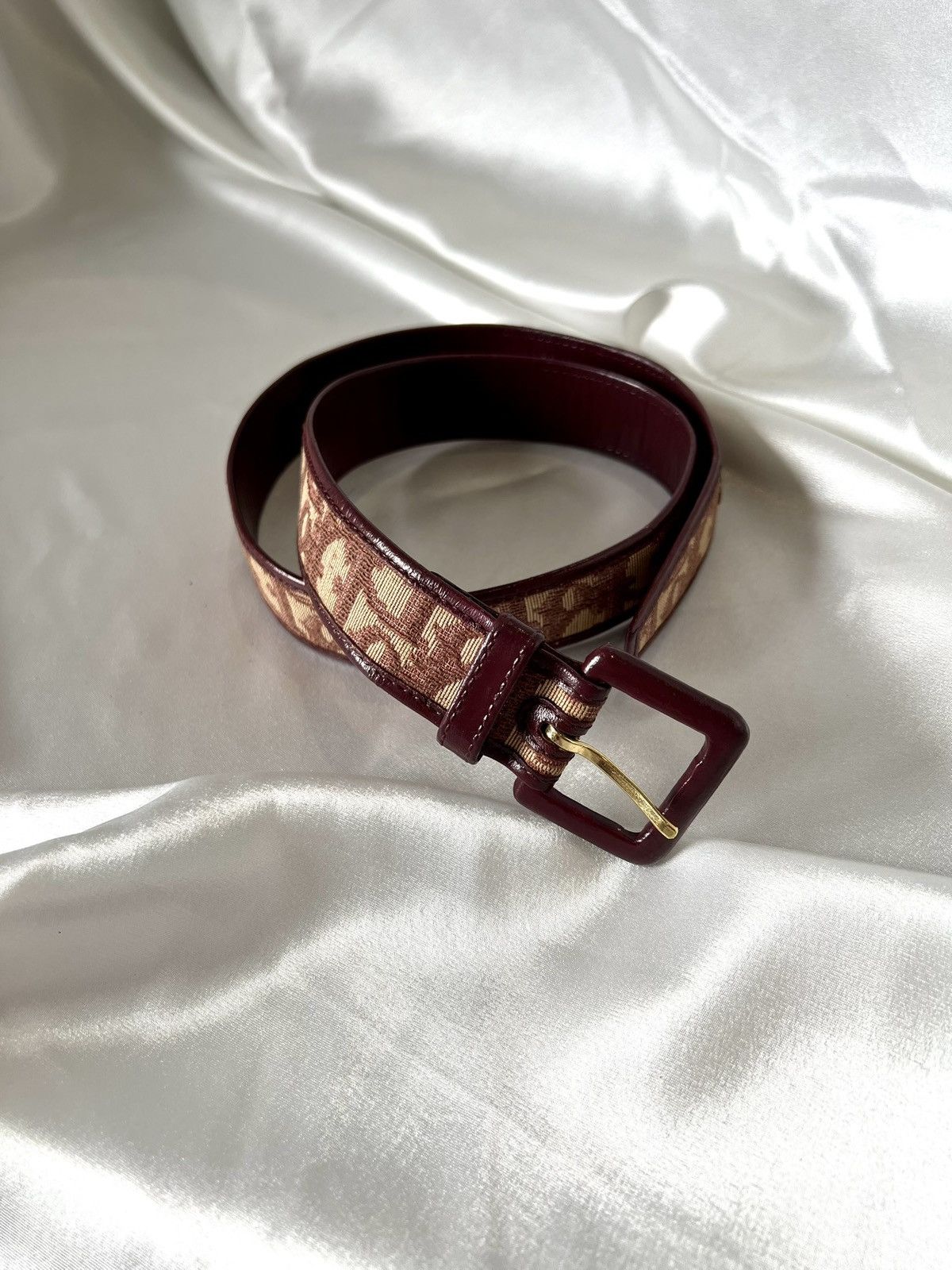 Dior Dior Leather Belt – Burgundy/Beige Monogram Size ONE SIZE - 20 Thumbnail