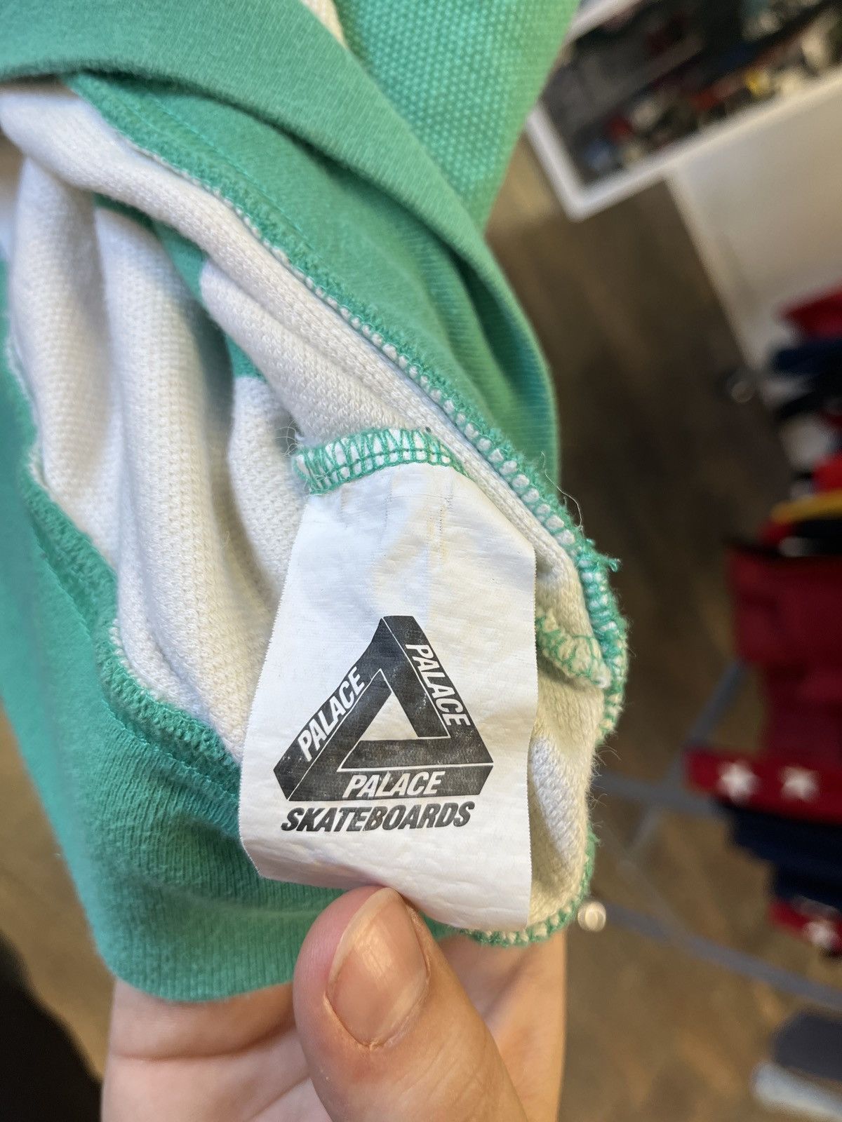 Palace J Stripe Crew Green/White Spring 2018