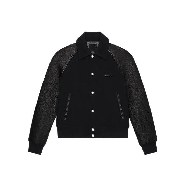 Givenchy GIVENCHY Logo Wool Leather Paneled Jacket Size US M / EU 48-50 / 2 - 1 Thumbnail