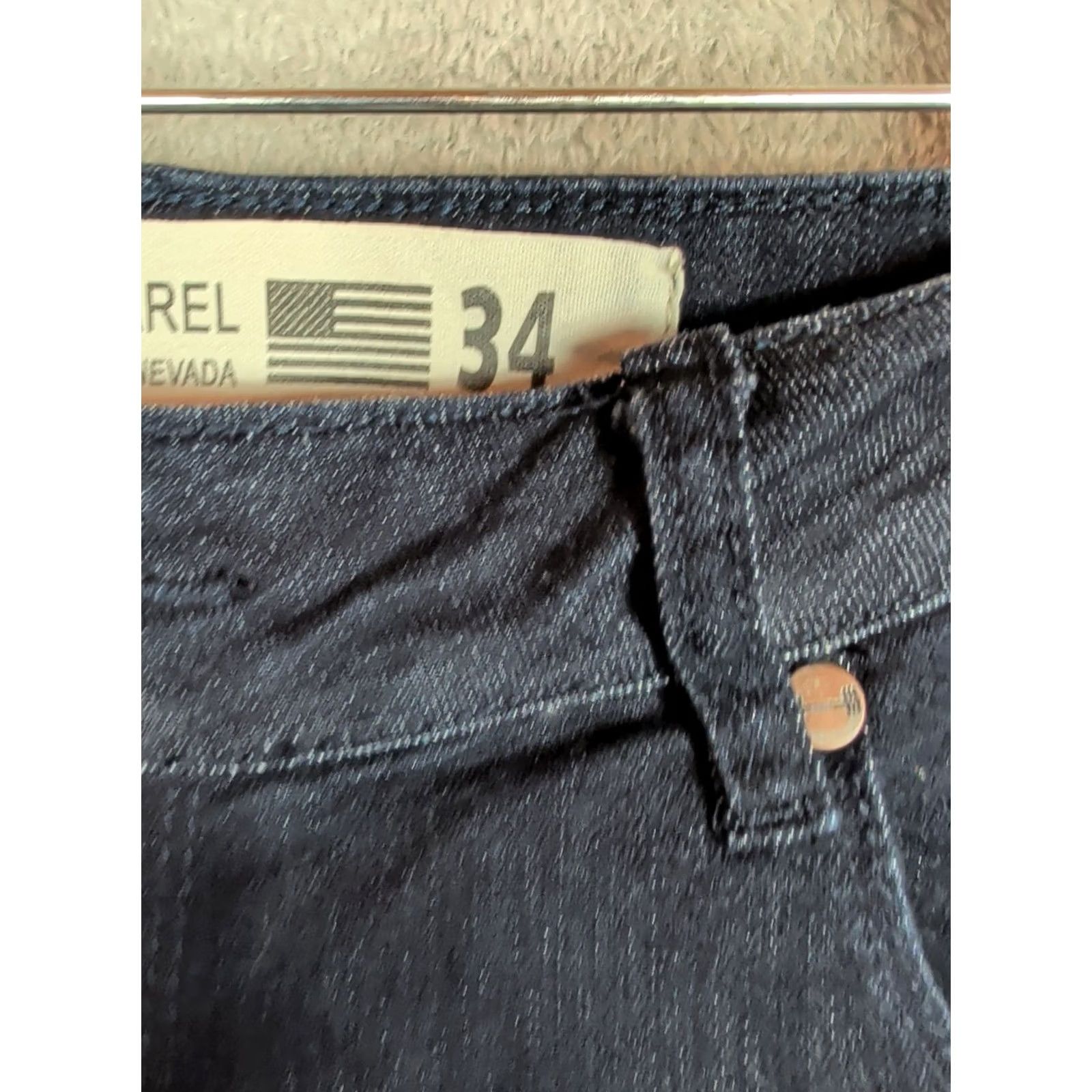 Vintage Barbell Apparel Jeans Mens 34x32 Straight Athletic Fit Stretch Dark Blue Denim 5-Pocket USA Preppy Classic Solid Blue Mid Rise Mens Jeans Size US 34 / EU 50 - 2 Thumbnail
