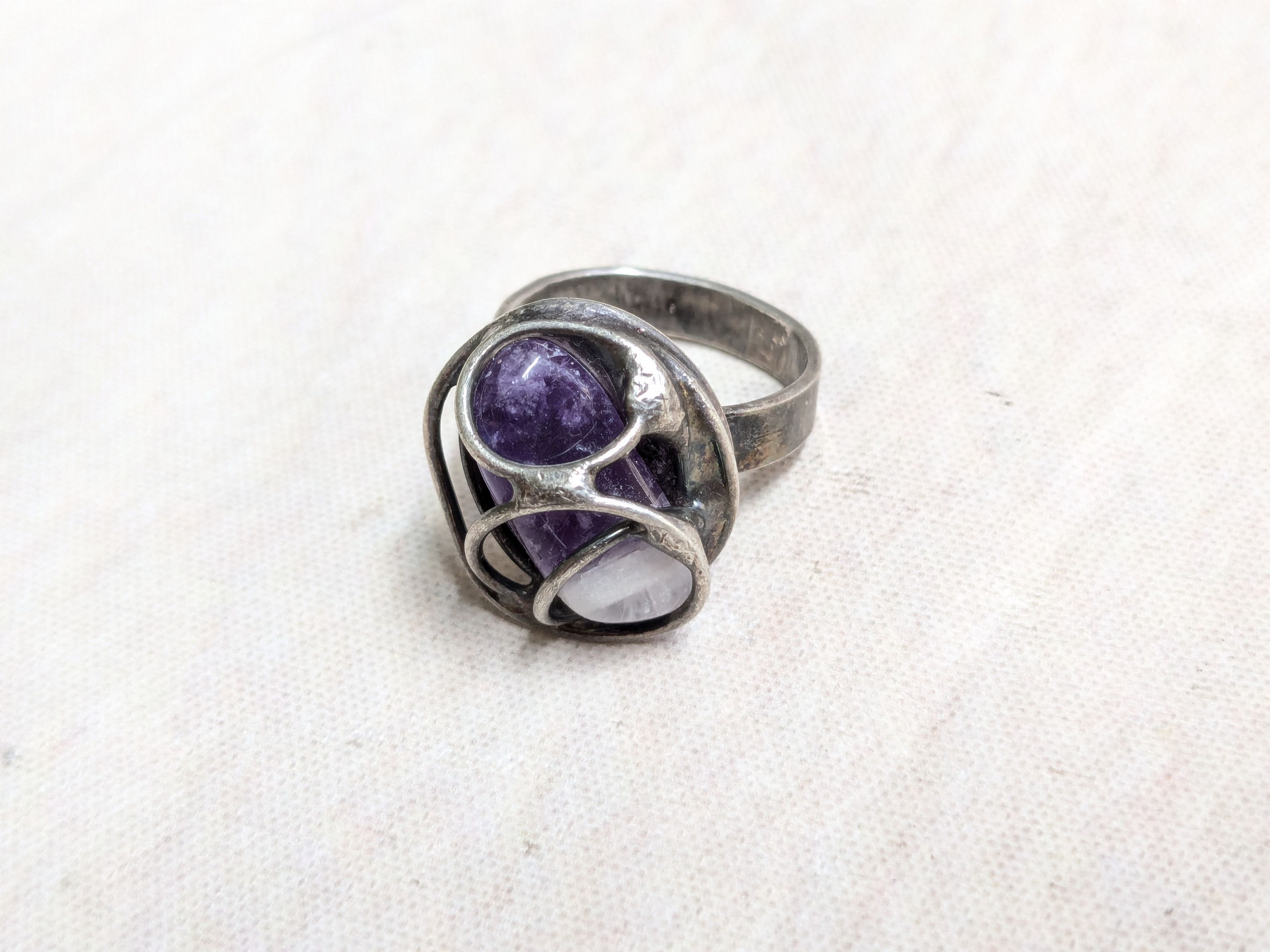 Jewelry × Vintage Vintage Sterling Silver Amethyst Ring Purple Denmark Size ONE SIZE - 1 Thumbnail
