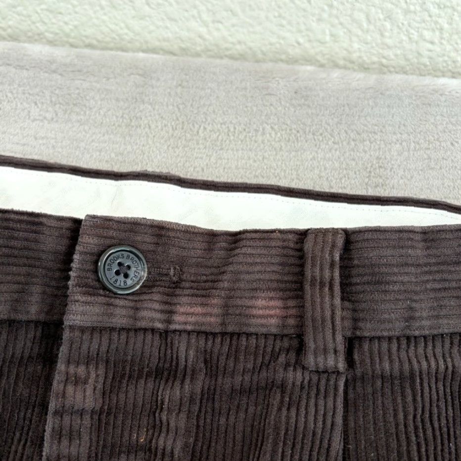 Brooks Brothers VINTAGE Brooks Brothers Pleated Dress Pants Corduroy 35x29 Brown Old Money Luxury Baggy Size US 35 - 3 Thumbnail