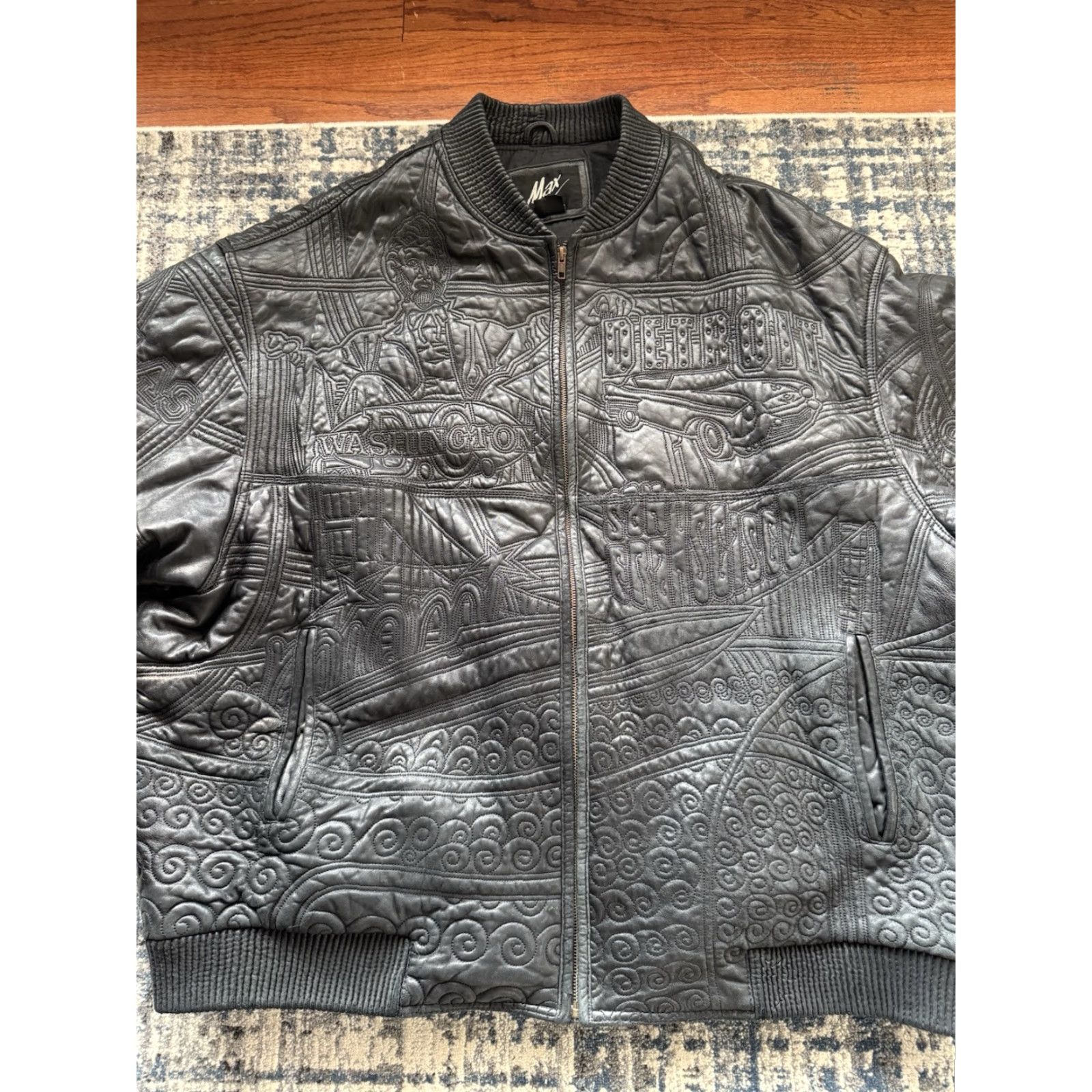 Vintage VINTAGE Max Leather Jacket 6XL Black Lambskin City Hip Hop Mens Vintage 90s Size US XXL / EU 58 / 5 - 6 Thumbnail