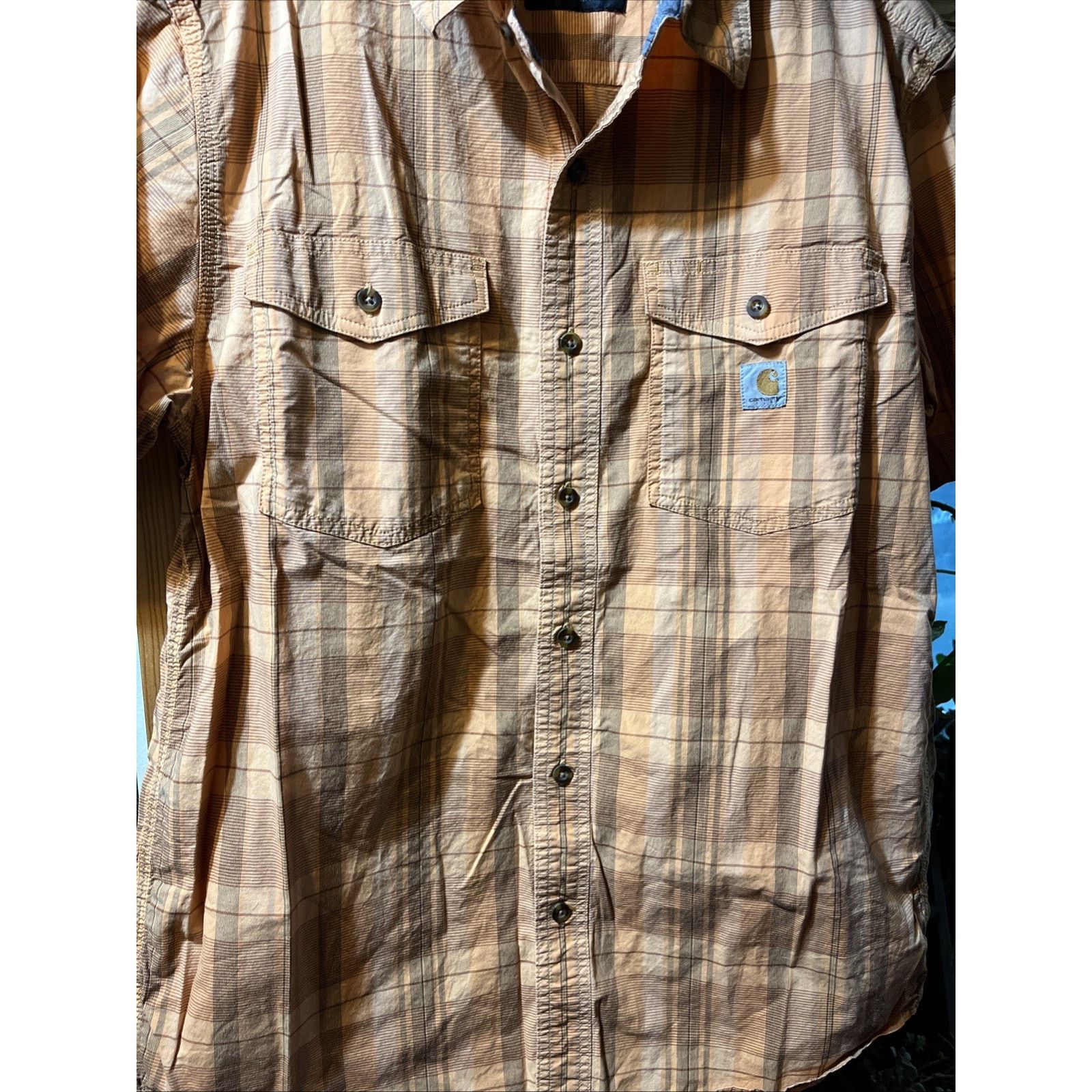 Carhartt Carhartt Shirt Mens M Orange Plaid Rugged Flex SS Hiking Size US M / EU 48-50 / 2 - 5 Thumbnail