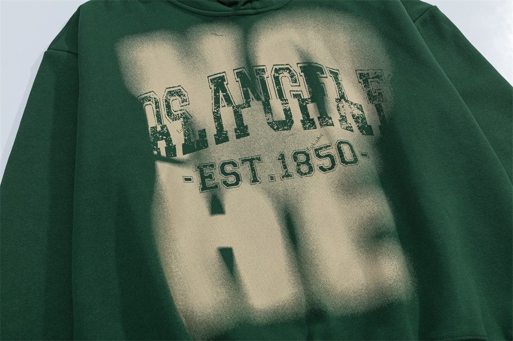 Japanese Brand × Vintage Men's casual loose fuzzy letter hooded sweatshirt Size US M / EU 48-50 / 2 - 4 Thumbnail