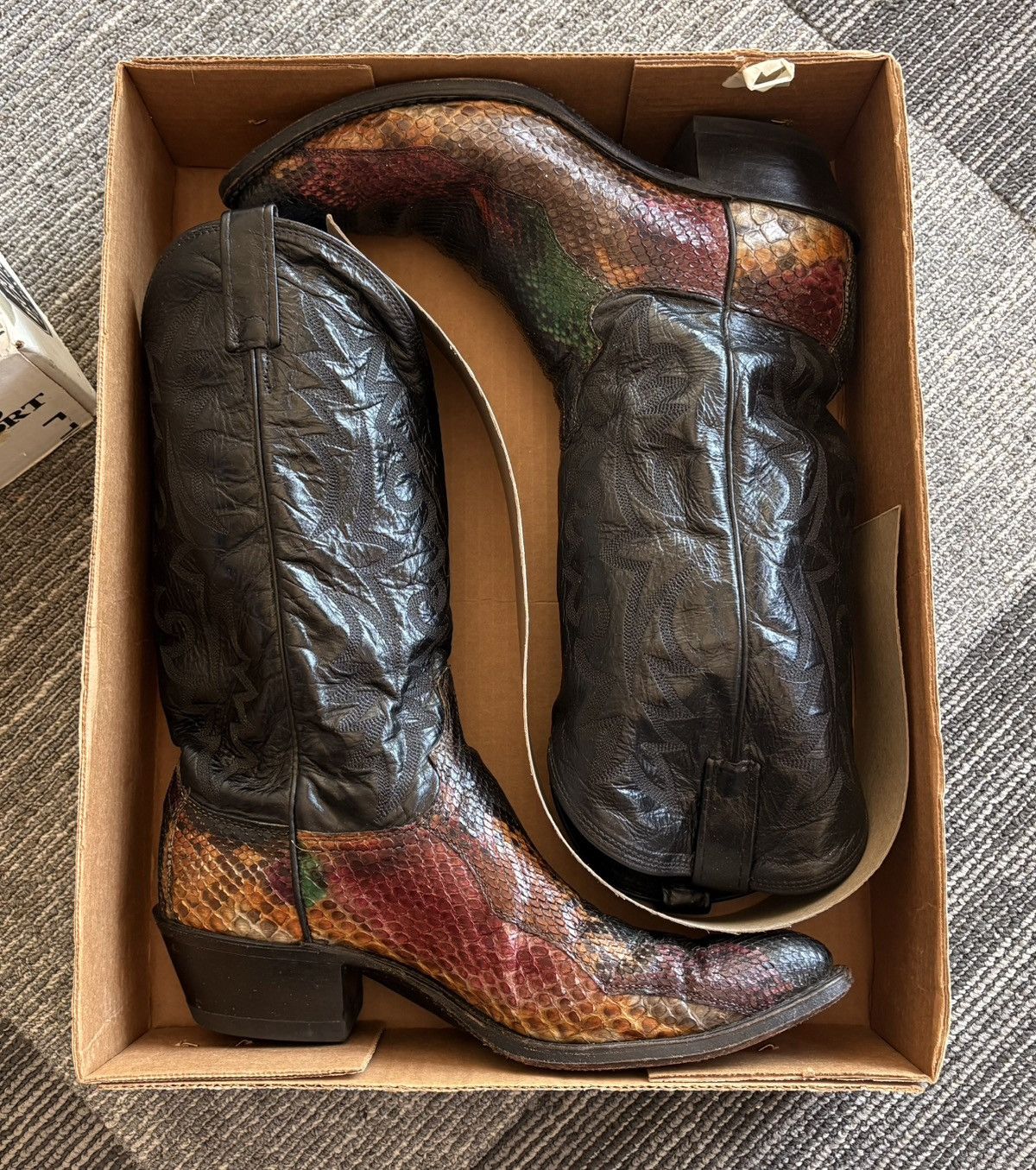 Dan Post 1970s Dan Post “Rainbow Python” Snake Skin Cowboy Boots Size US 9 / EU 42 - 2 Thumbnail