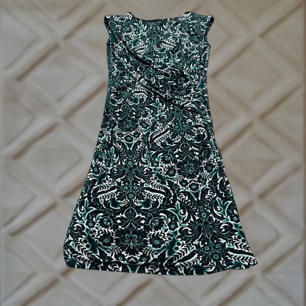 KUT From The Cloth Women's Midi Bodycon Dress Floral Knit Short Sleeve Cap  Neck Casual Workwear
