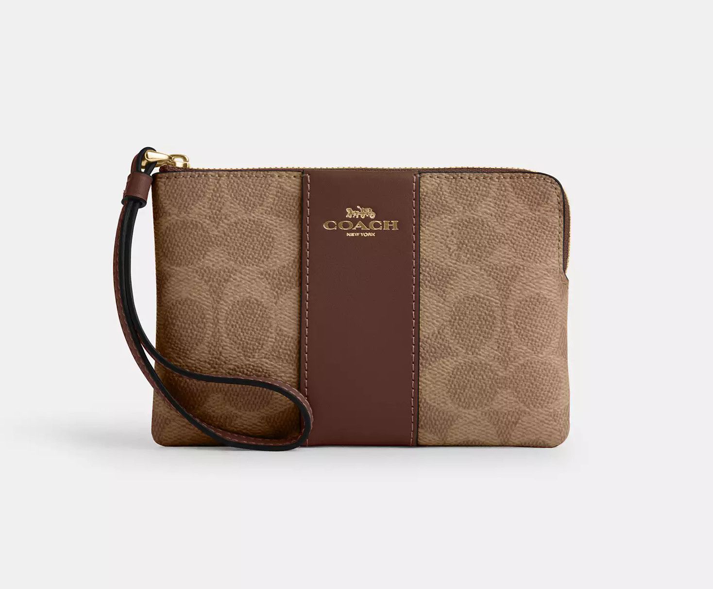 Coach Corner Zip Wristlet In Signature Canvas With Stripe CW854 Size ONE SIZE - 7 Thumbnail