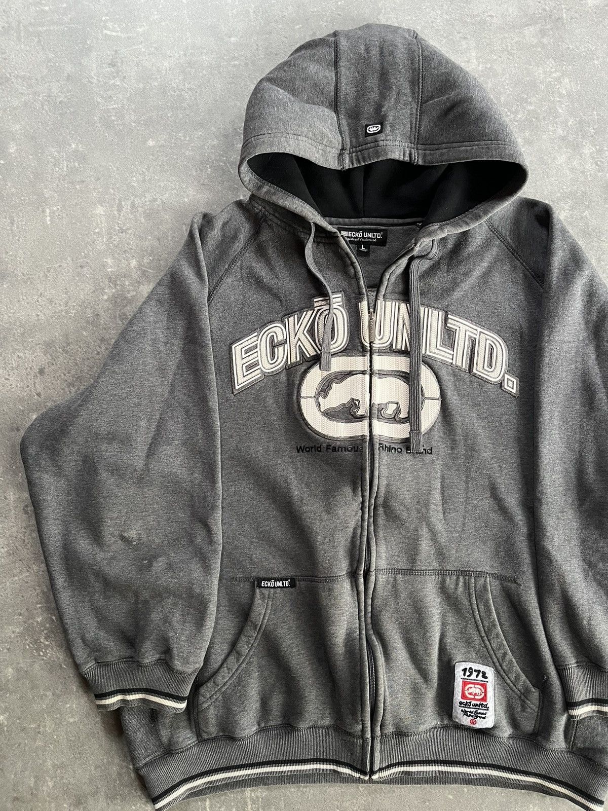 Ecko Unltd. Ecko Unltd. Big Spellout Rhino Logo Baggy Zip Hoodie L XL Size US L / EU 52-54 / 3 - 3 Thumbnail