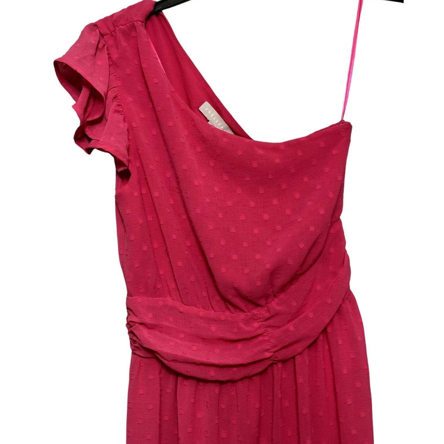 Other Chelsea28 Midi Dress Swiss Dot Pattern One Shoulder Pink XXS Size XXS / US 00 / IT 34 - 3 Thumbnail