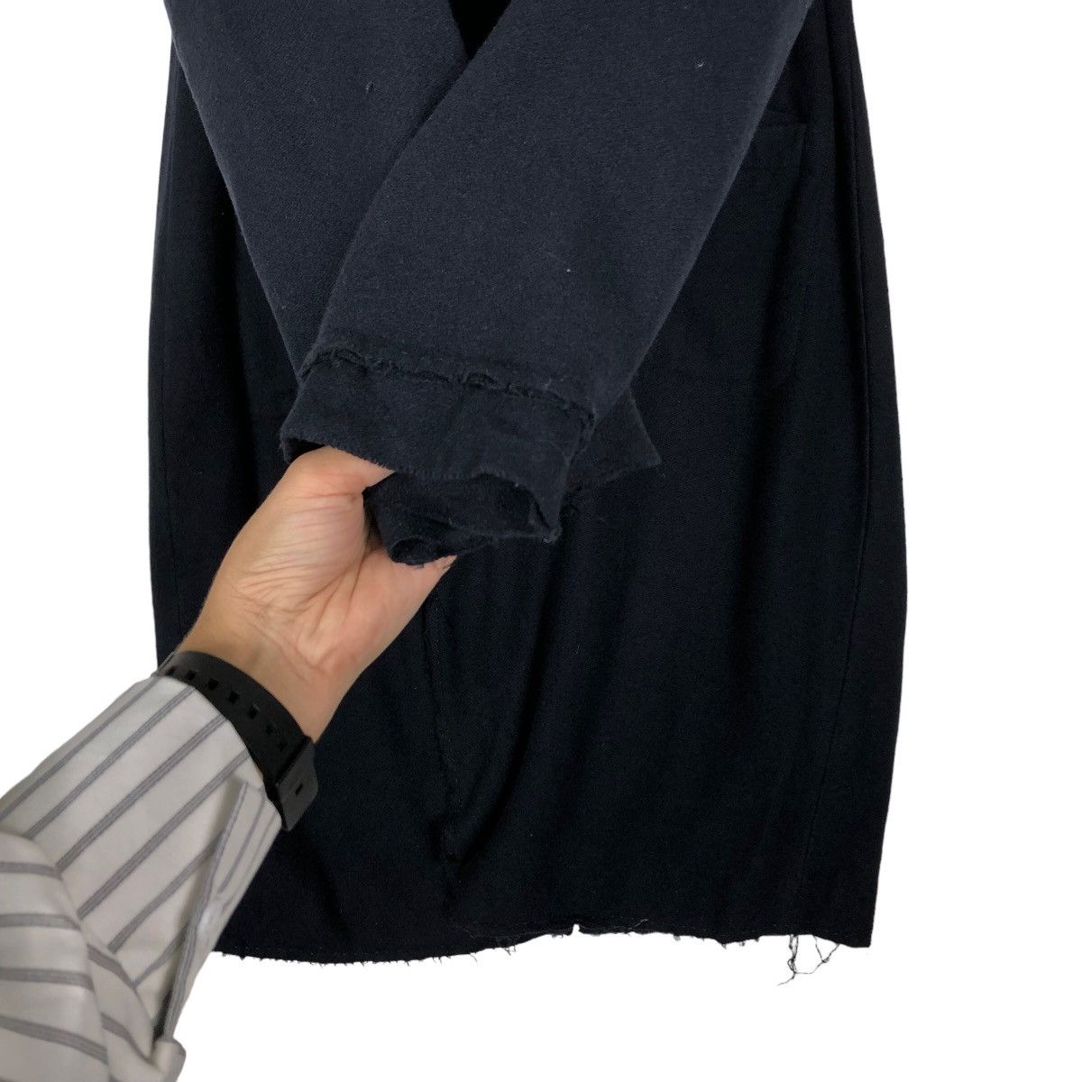 Japanese Brand 🔥Rich Black Long Jacket Fly Coats Kitsune Made in Italy Size US M / EU 48-50 / 2 - 14 Thumbnail